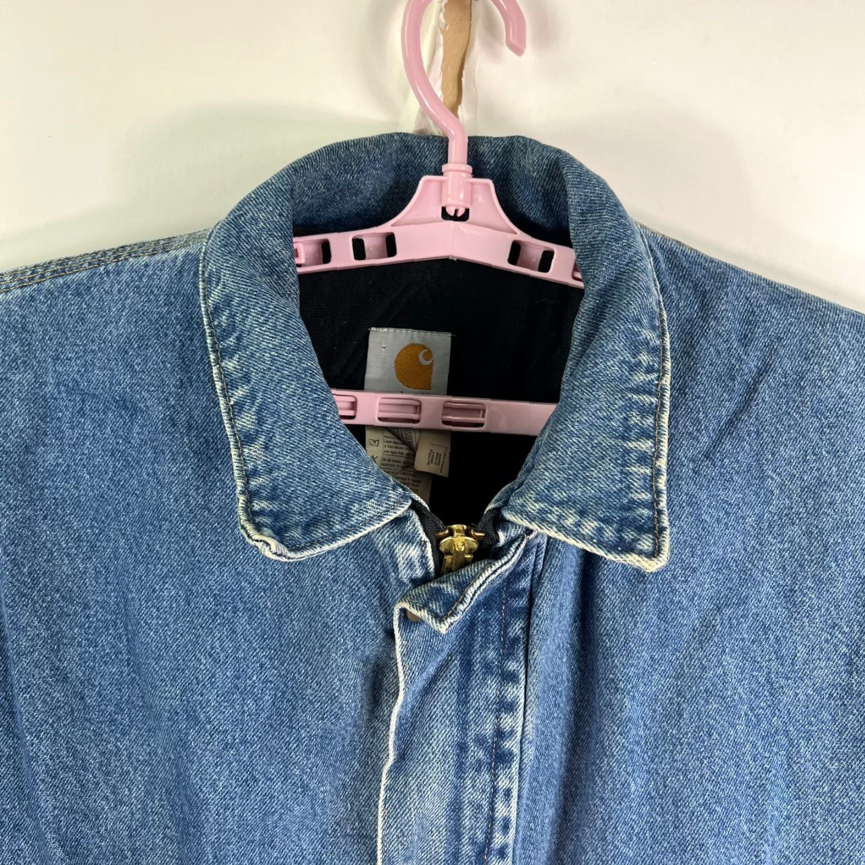 Carhartt VINTAGE Carhartt Coat Mens XL Blue Denim Lined Trucker Snap Zip Outdoor Workwear Size US XL / EU 56 / 4 - 2 Thumbnail