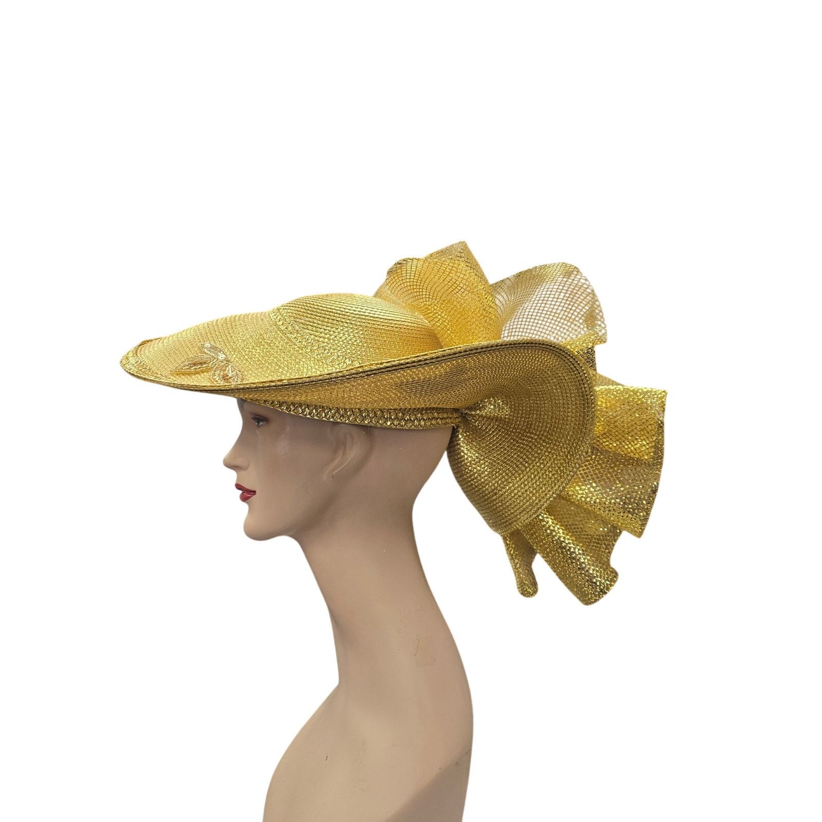 Other Gold Avant Garde Couture Hat, 22 inches Size ONE SIZE - 6 Thumbnail