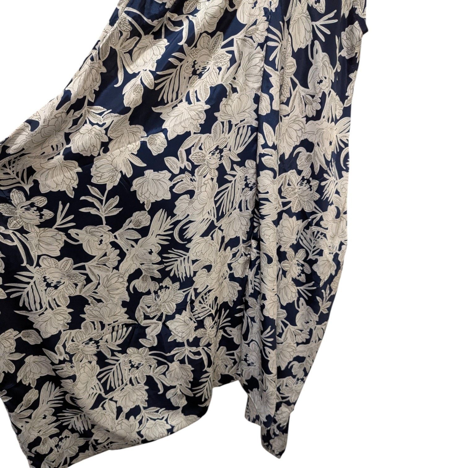 Other Paani Satin Blue Floral V-Neck Haram Romper Large Size 34" / US 12 / IT 48 - 2 Thumbnail