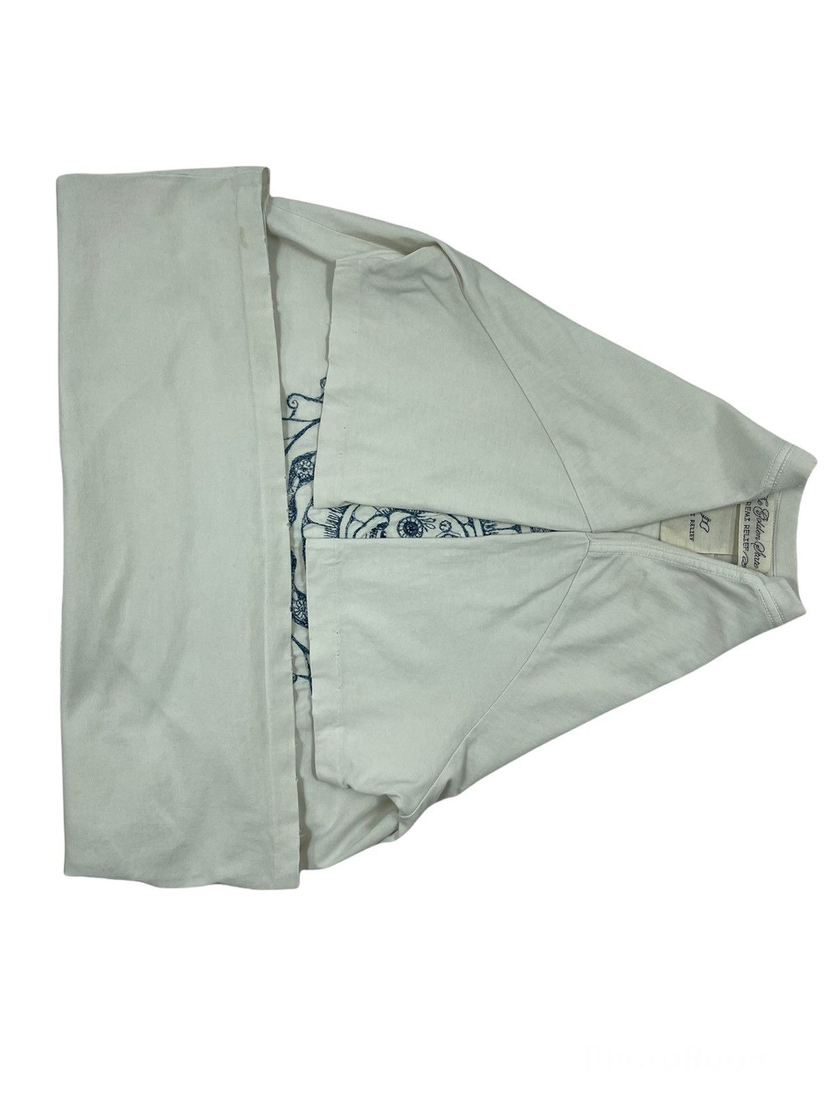 Japanese Brand × Remi Relief × Yohji Yamamoto Japan Embroidered Skull Logo Off White Distressed Short Sleeve T-Shirt Size US M / EU 48-50 / 2 - 8 Thumbnail