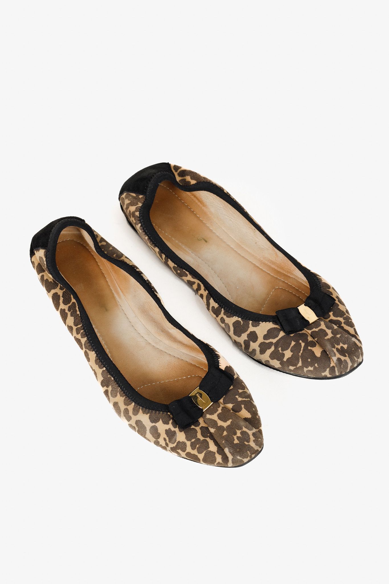 Salvatore Ferragamo My Joy Leopard Bow Ballet Flats