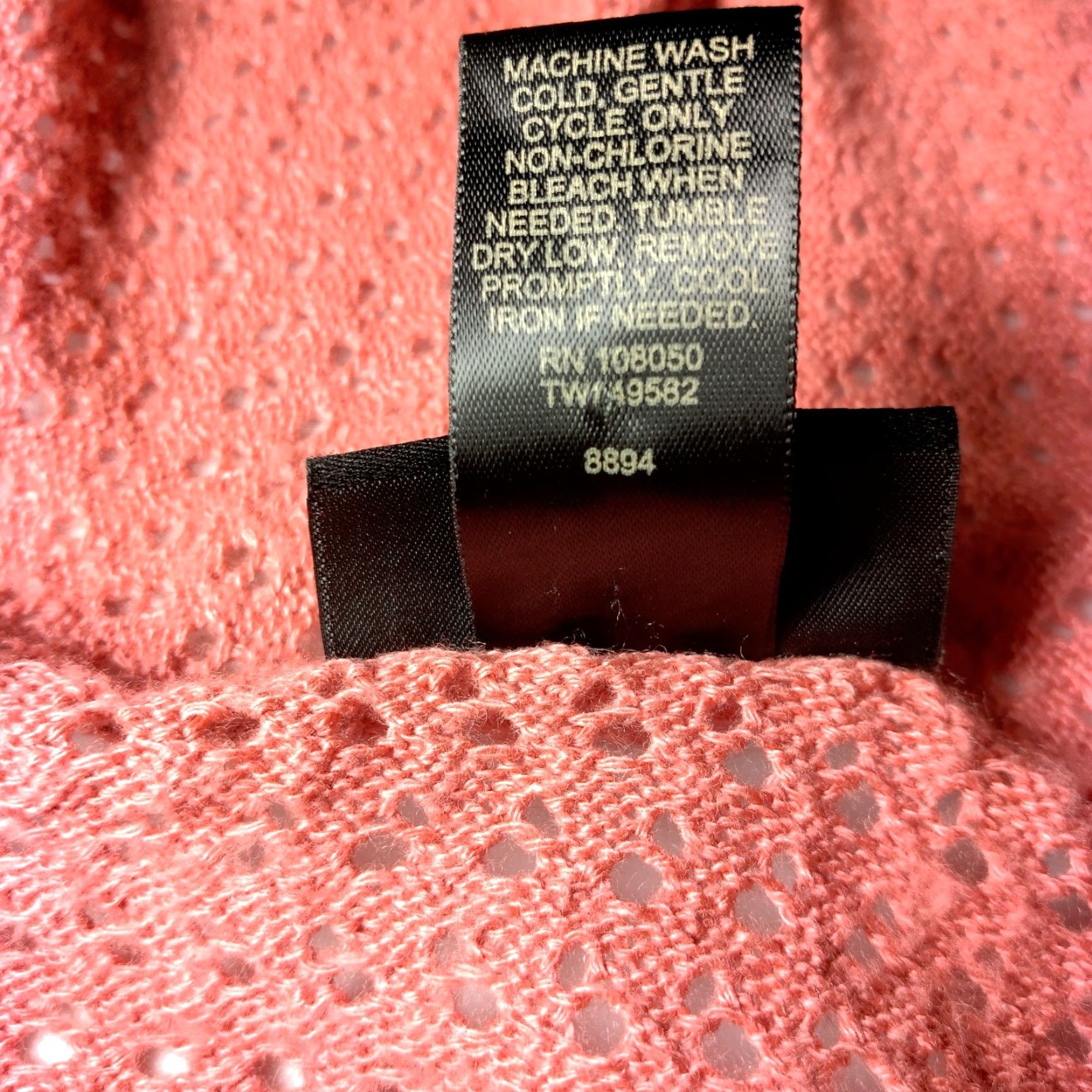 Vintage Lane Bryant Sweater Hooded Open Knit Short Sleeve V-Neck Casual Pullover Plus Size 22/24 Salmon Pink Size 3XL / US 20-22 - 7 Thumbnail