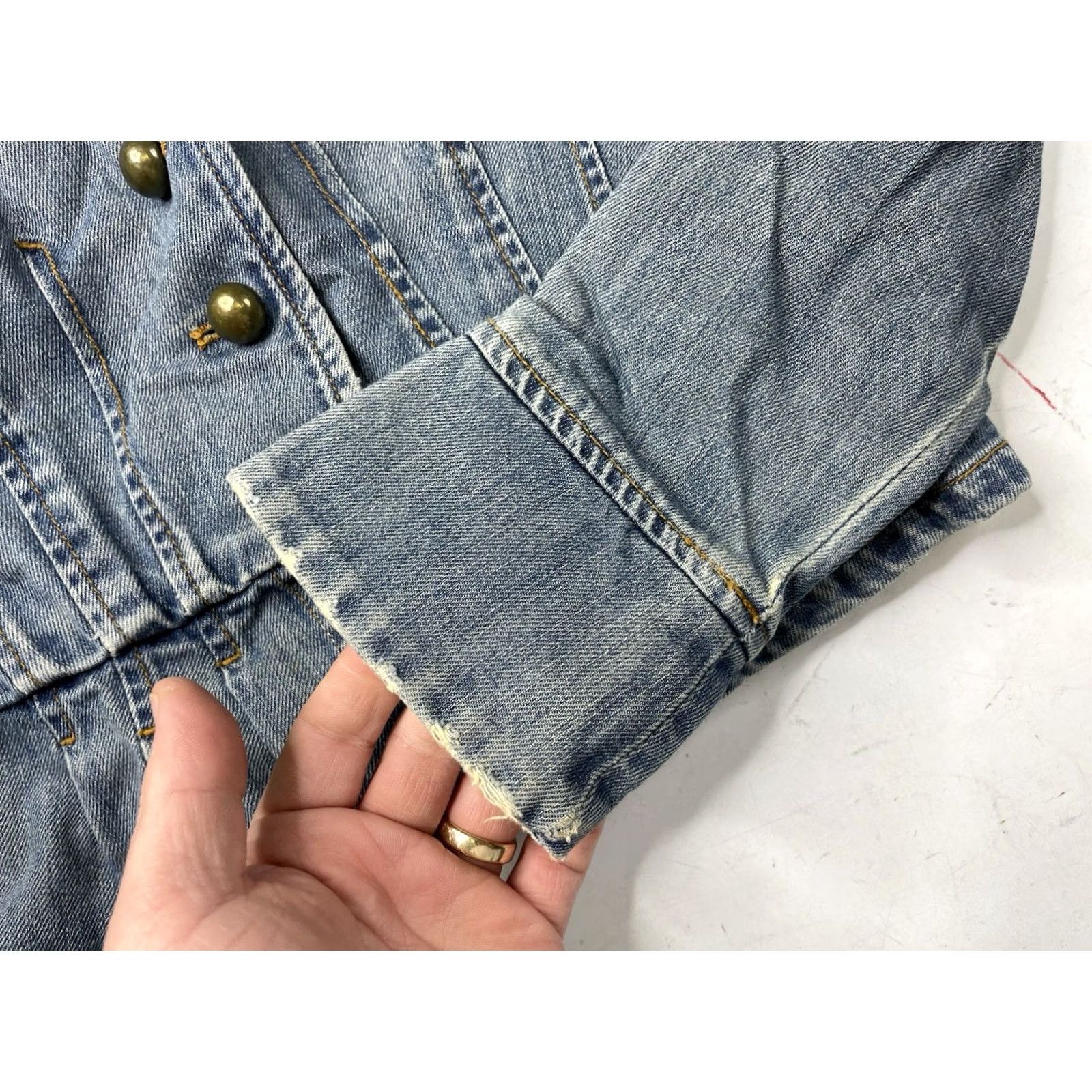Marc Jacobs VINTAGE Marc Jacobs Denim Jacket Military Steampunk Pleated Button 2 Blue Womens Oversized Short Sleeve Winter Spring Fall Summer 2 XS? Size XS / US 0-2 / IT 36-38 - 5 Thumbnail