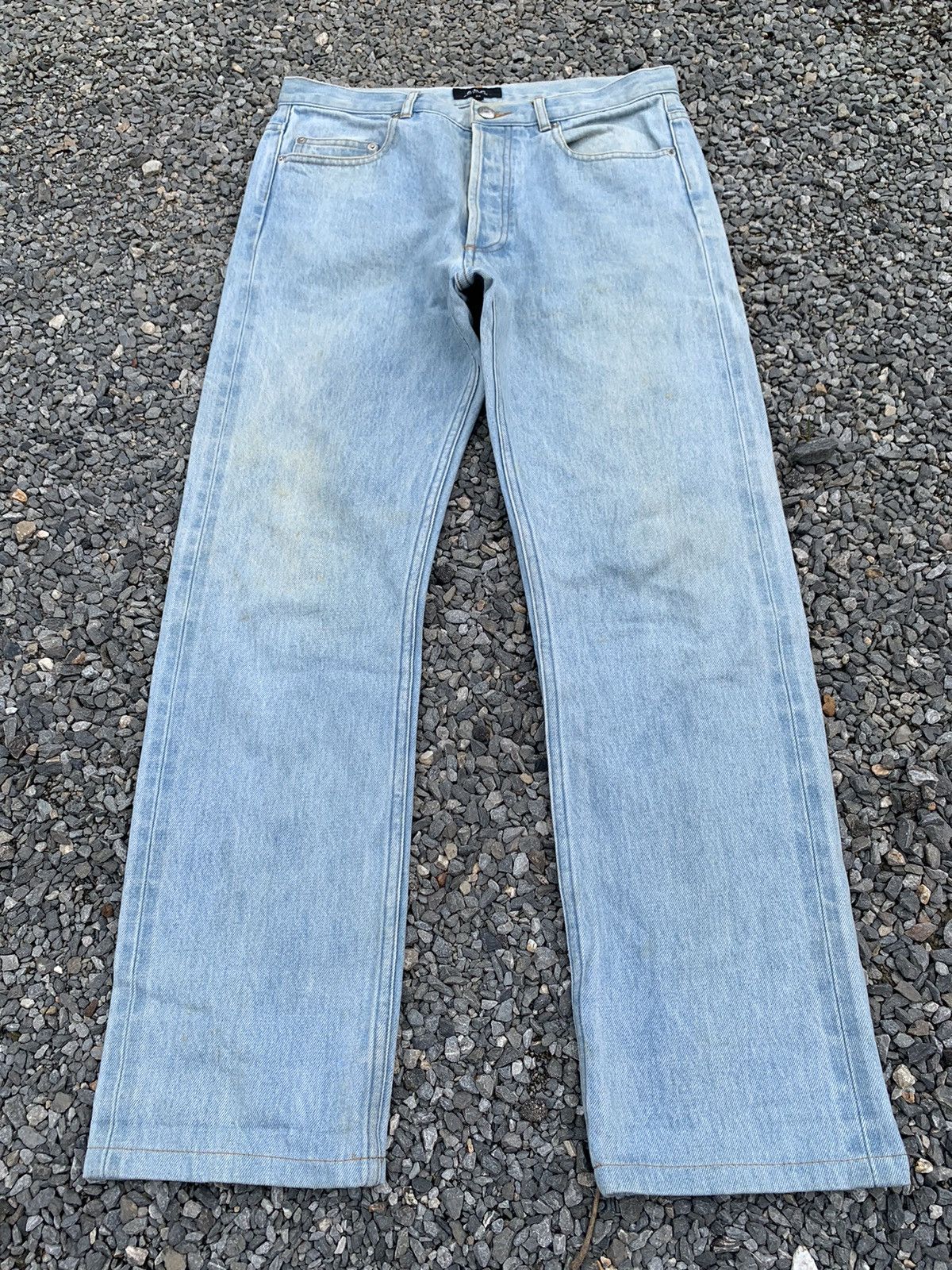 A.P.C. APC SELVEDGE BUTTON FLY LIGHT BLUE JAPANESE DISTRESSED DENIM Size US 30 / EU 46 - 3 Thumbnail