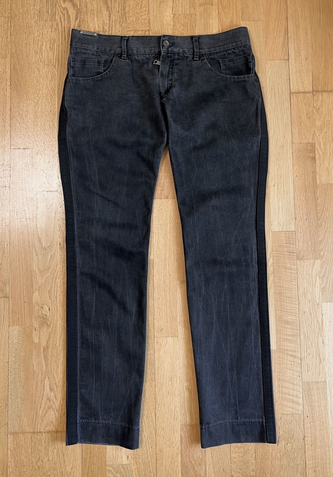 Dolce & Gabbana Dolce & Gabbana Side Stripe Black Denim Jeans Size US 33 - 7 Thumbnail