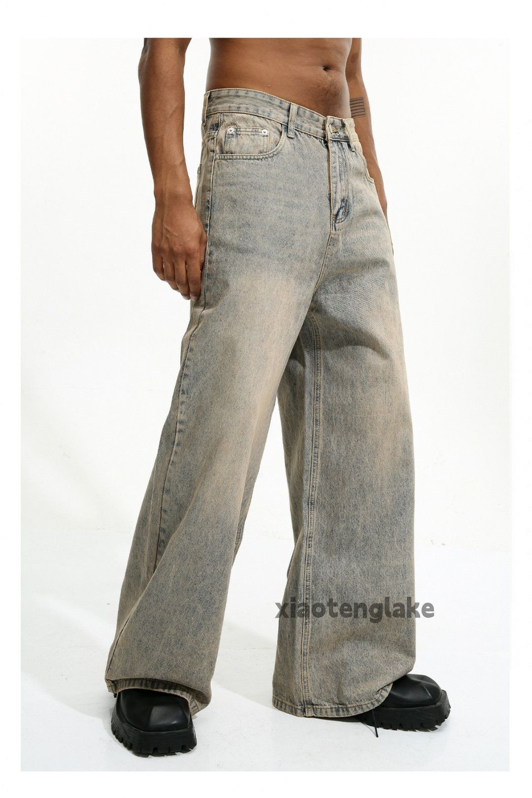 Jean × Vintage washed faded loose baggy yuppie flared bootcut jeans Size US 30 / EU 46 - 8 Thumbnail