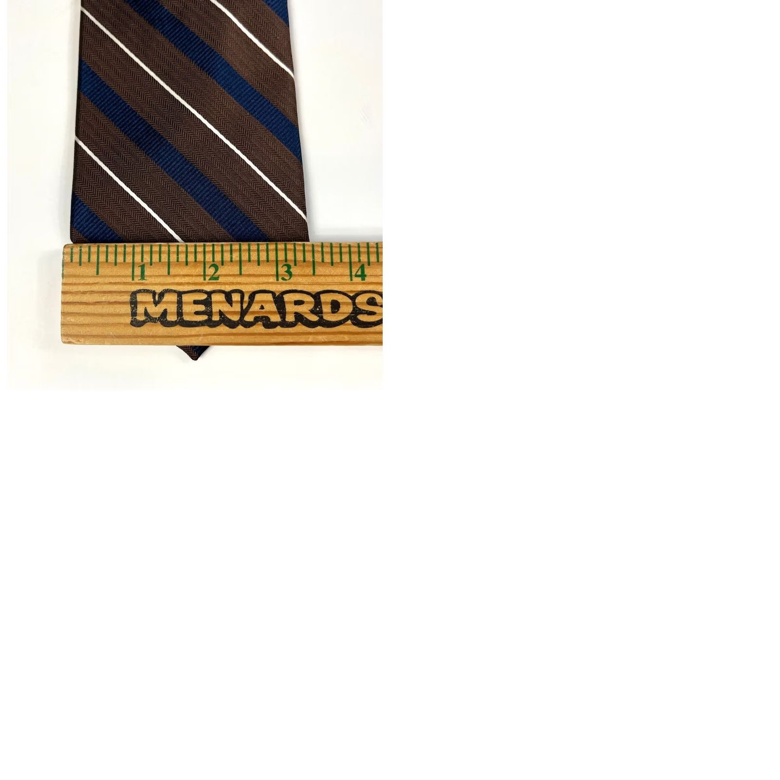 Vintage Hickey Freeman Men's Luxury Silk Tie Hand Made in USA Fabric Woven in Italy Striped 100% Silk 58" 3.5" Brown Size ONE SIZE - 9 Thumbnail