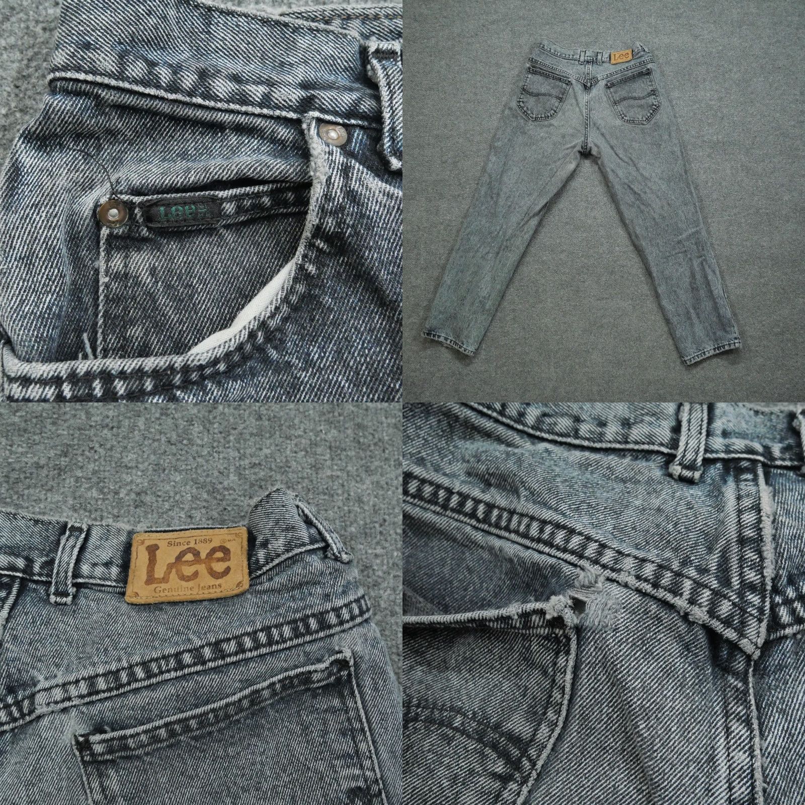 Lee VINTAGE Lee Jeans Mens 33x30 Black Denim 90s Distressed 5-Pocket Jeans Womens? Size US 31 - 8 Thumbnail