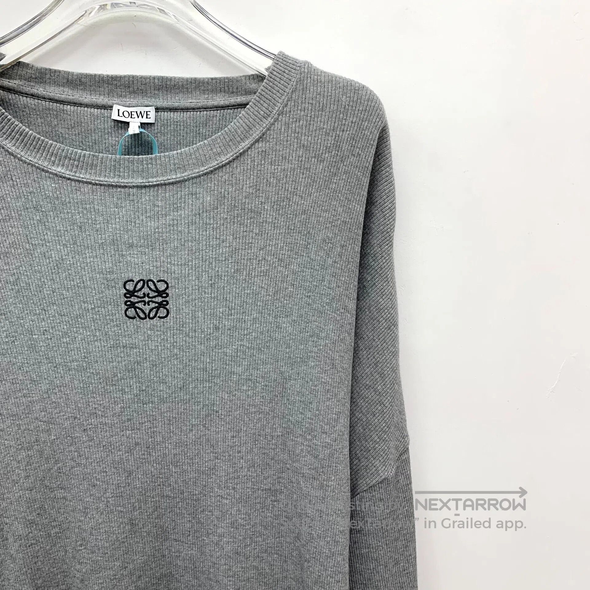 Loewe Loewe 24 Gray Logo Embroidered Cotton Sweater. Size S / US 4 / IT 40 - 3 Thumbnail