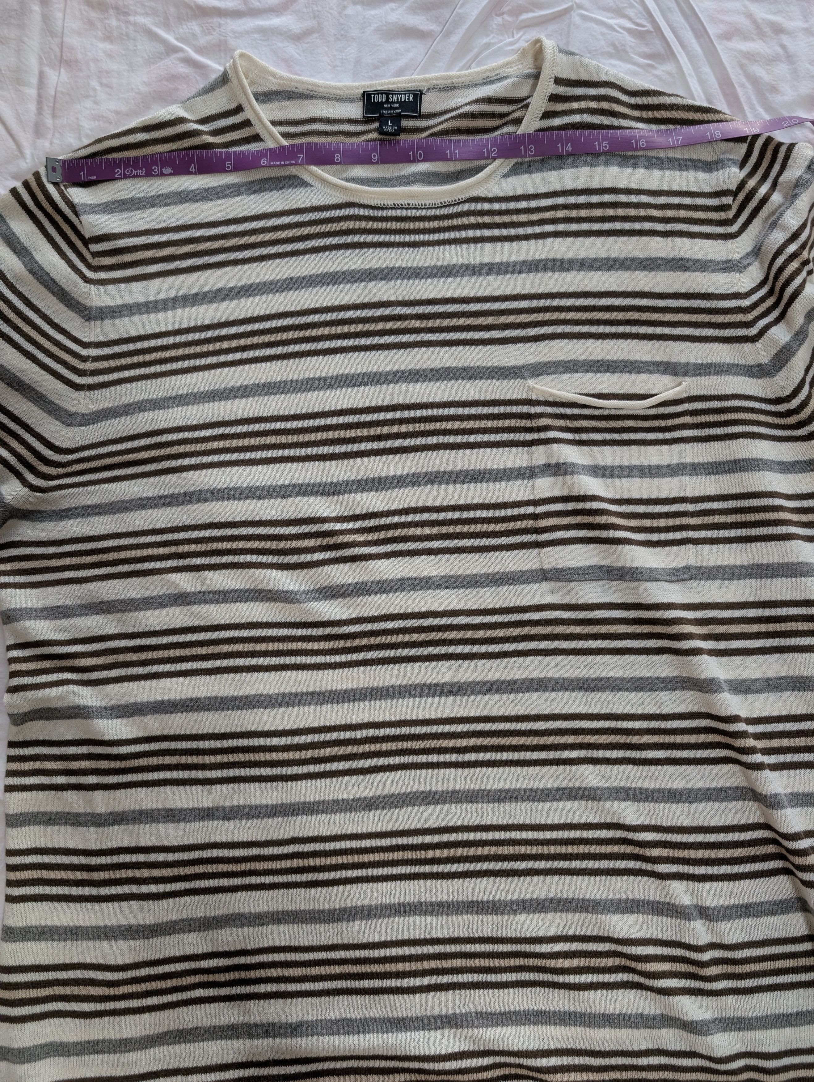 Todd Snyder Todd Snyder Striped Linen Shore Sweater in Chalk Size US L / EU 52-54 / 3 - 3 Thumbnail
