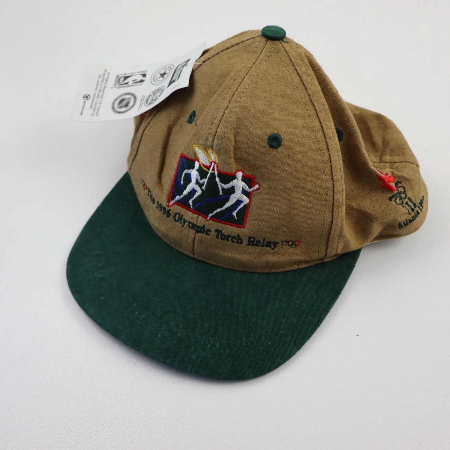 Vintage VINTAGE Olympic Games Collection Hat Men Snapback Green Brown Canvas Cap 1996 Atlanta Torch Relay Embroidered 90s Team USA Adjustable Size ONE SIZE - 5 Thumbnail