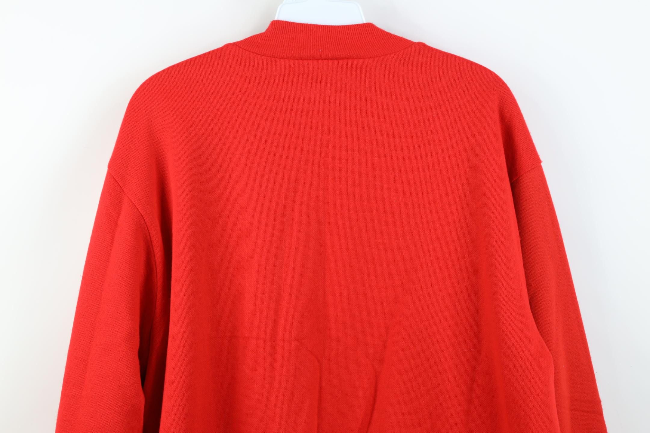 Vintage Vintage 90s Streetwear Waffle Knit Sweatshirt Jacket Red USA Size US XL / EU 56 / 4 - 11 Thumbnail