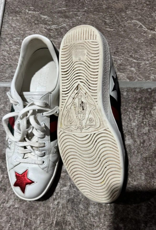 Gucci Gucci Ace Sneakers White 9.5 Stars Low Tops 452502 Size US 9.5 / EU 42-43 - 7 Thumbnail
