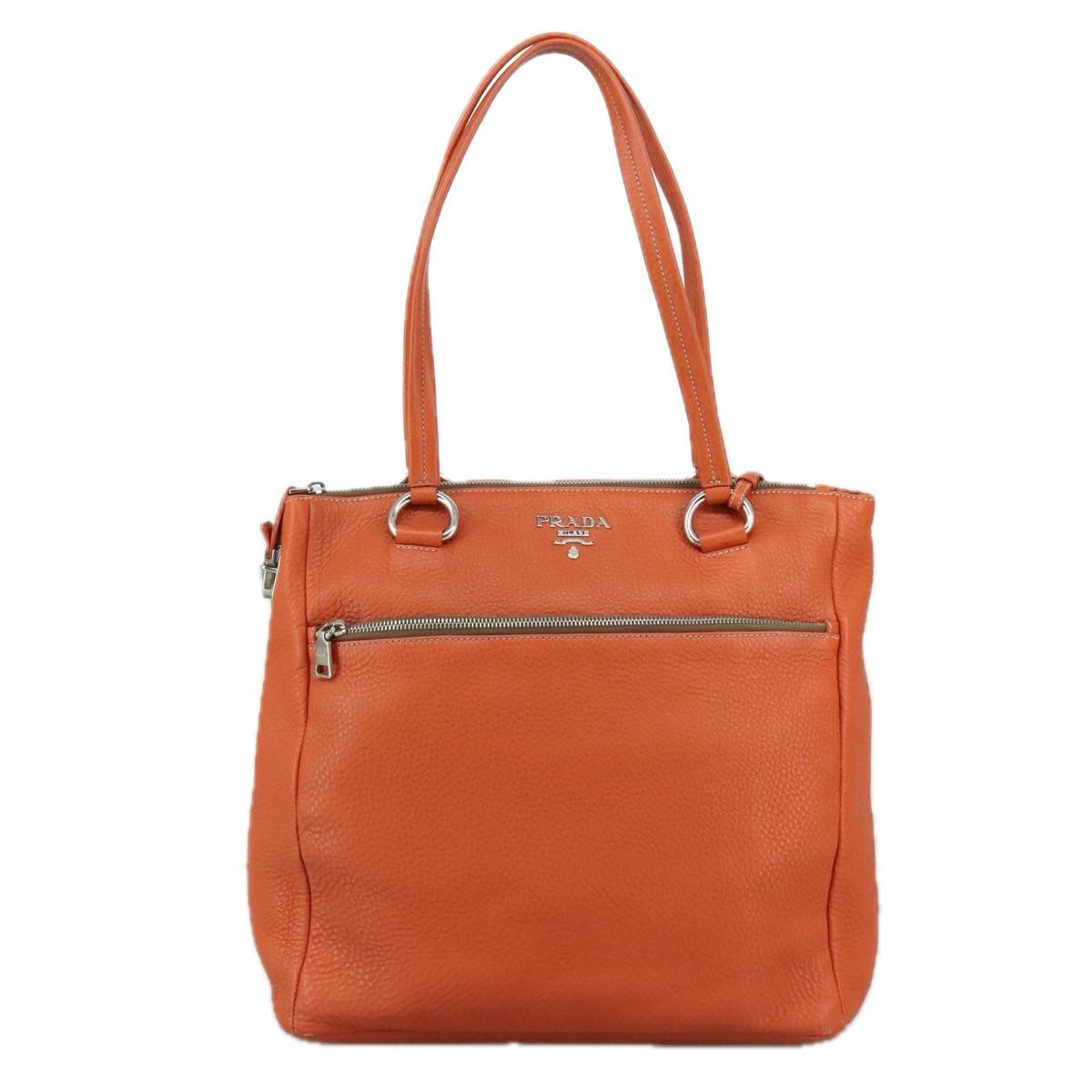 Prada Saffiano Orange Leather Shoulder Bag (Pre-Owned) Size ONE SIZE - 1 Thumbnail