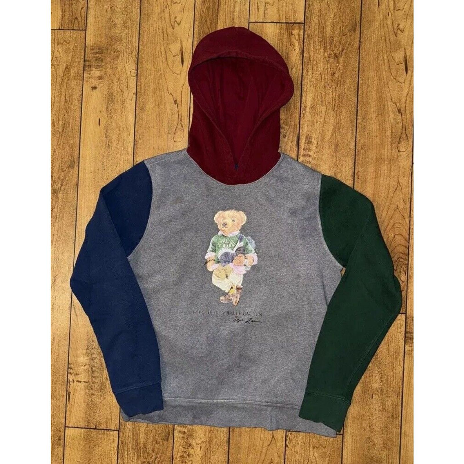 Burgundy polo bear hoodie online