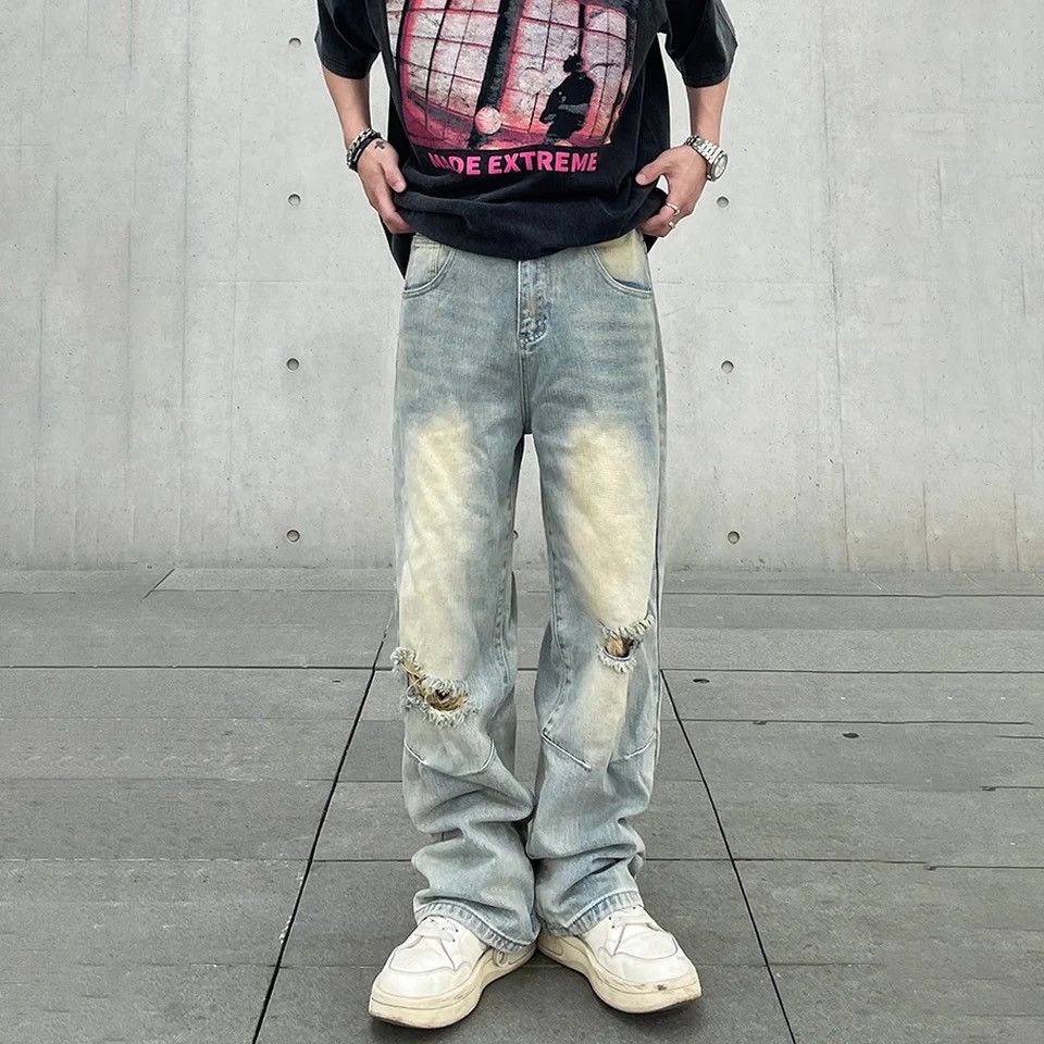 Vintage Ripped Jeans Men Baggy Streetwear Size US 27 - 5 Thumbnail