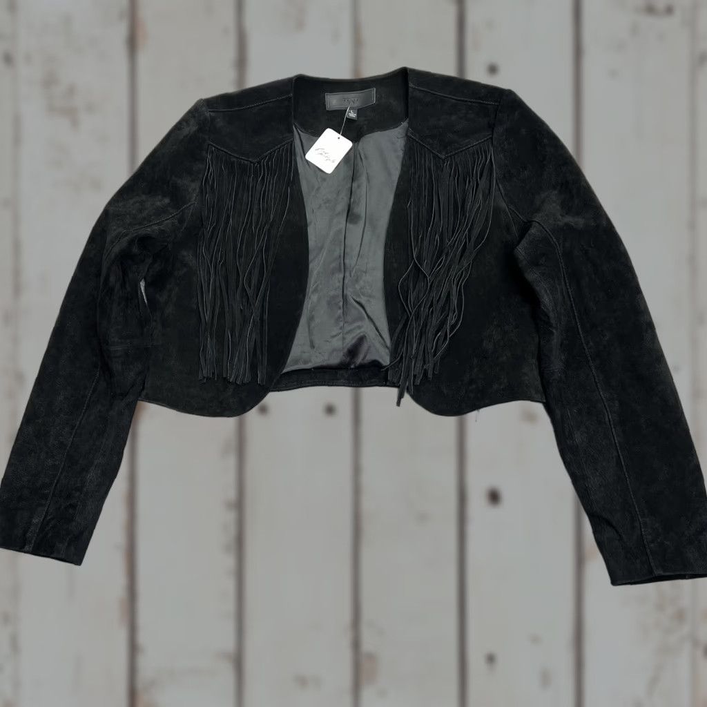 Free People Free People X Blank NYC Show Stopper Fringe Jacket L Black Open NWT Regular Women's Leather Blazer Vintage No Size L / US 10 / IT 46 - 1 Thumbnail