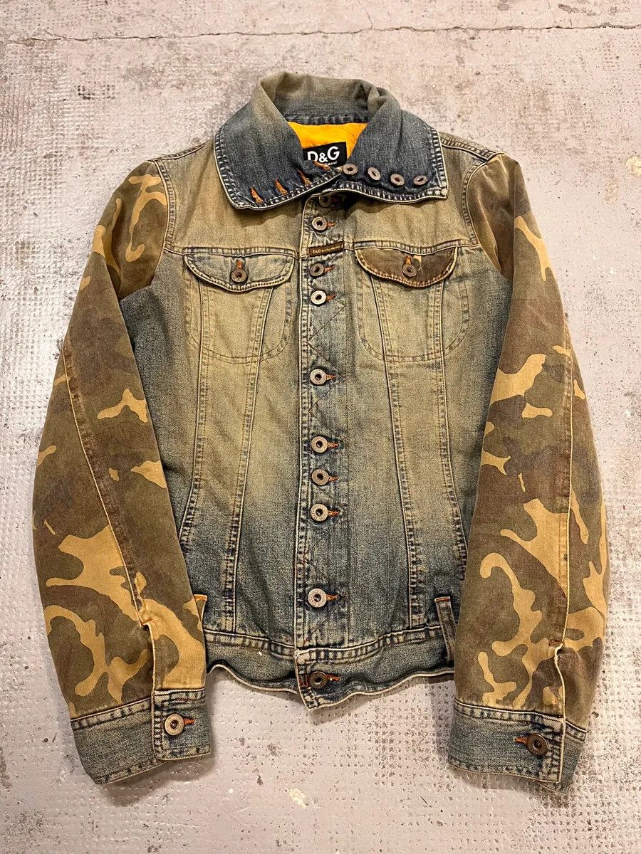 Dolce & Gabbana AW2003 Dolce & Gabbana Blue Faded Denim Camo Sleeves Jacket Size US S / EU 44-46 / 1 - 1 Thumbnail