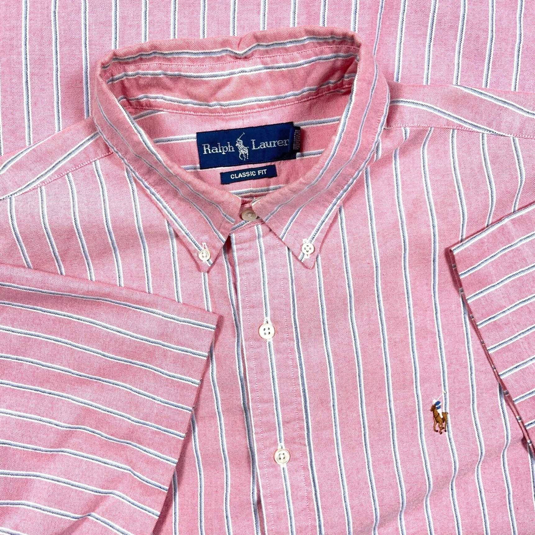 Ralph Lauren Ralph Lauren Oxford Shirt Men XL Pink Blue Striped Button Up OCBD Shirt Size US XL / EU 56 / 4 - 2 Thumbnail