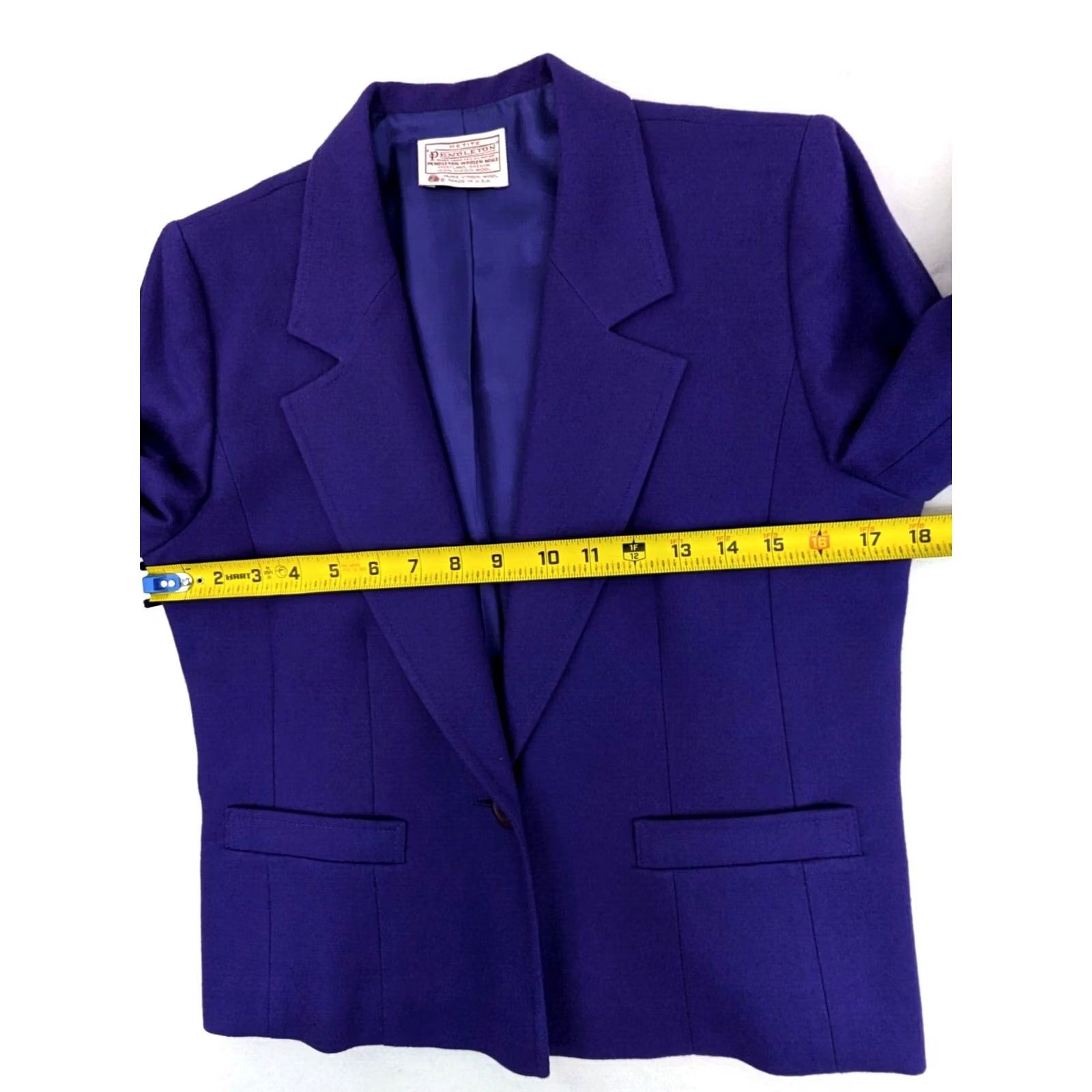Pendleton Pendleton Blazer Womens Petite 10P Purple Notch Lined Wool Single-Breasted 1-Button Jacket Vintage Shinny Knits Solid Caucasian… Size L / US 10 / IT 46 - 6 Thumbnail