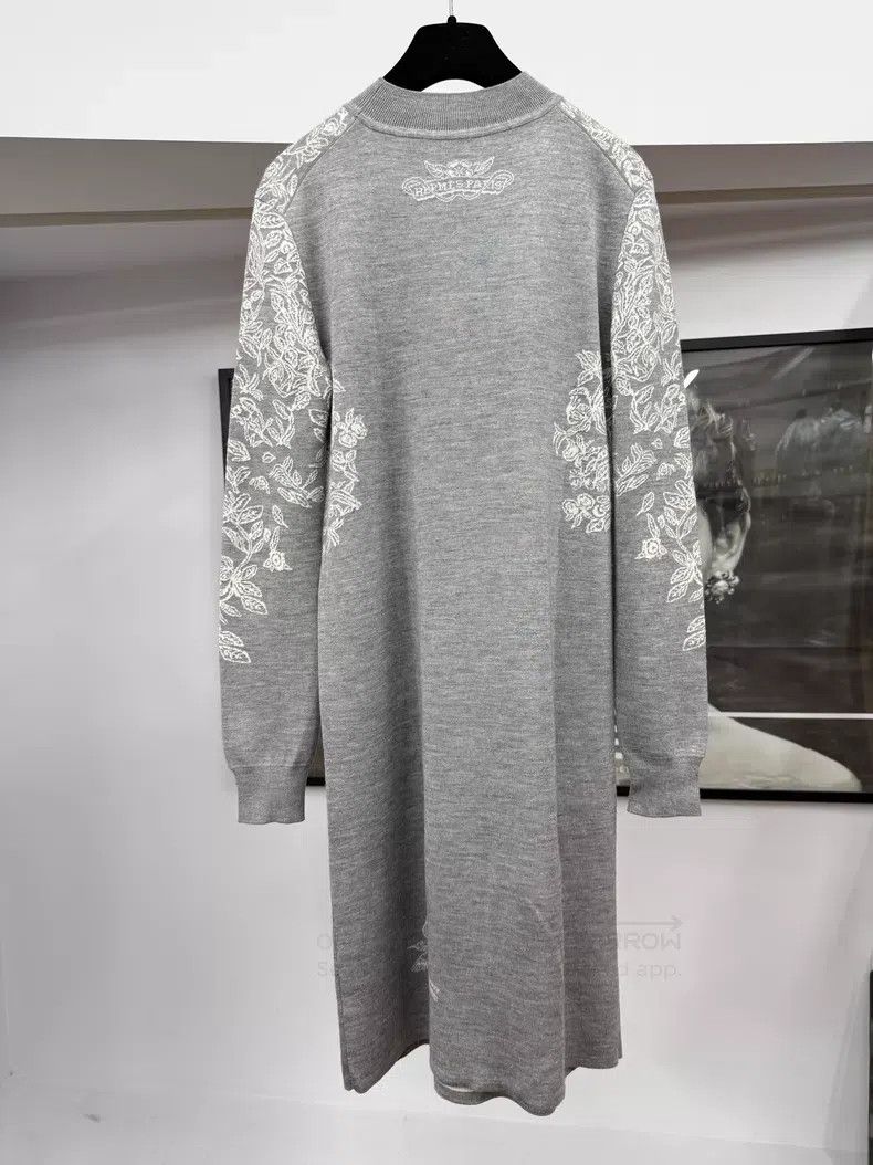 Hermes Hermes Gray Cashmere Long Sleeve Dress Size XS / US 0-2 / IT 36-38 - 3 Thumbnail