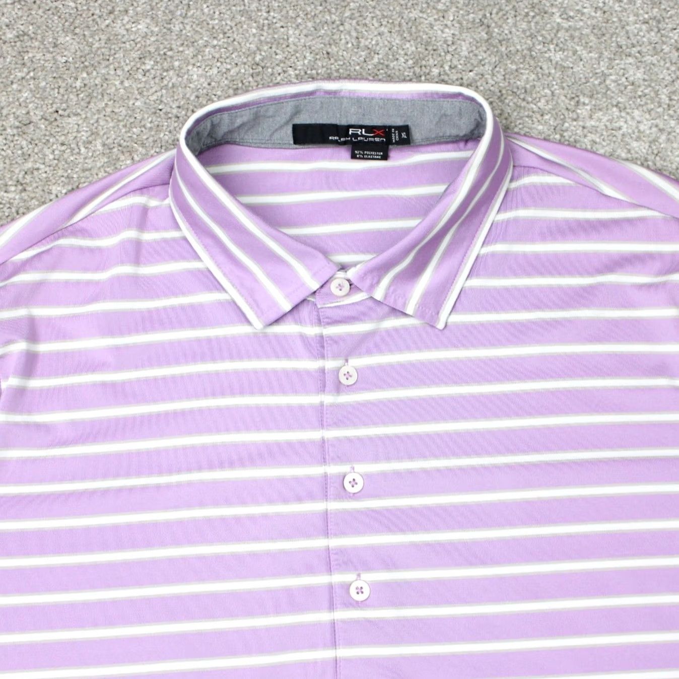 RLX Ralph Lauren RLX Ralph Lauren Polo Shirt Mens XL Purple/White Striped Short Sleeve Polo Shirt Size US XL / EU 56 / 4 - 6 Thumbnail