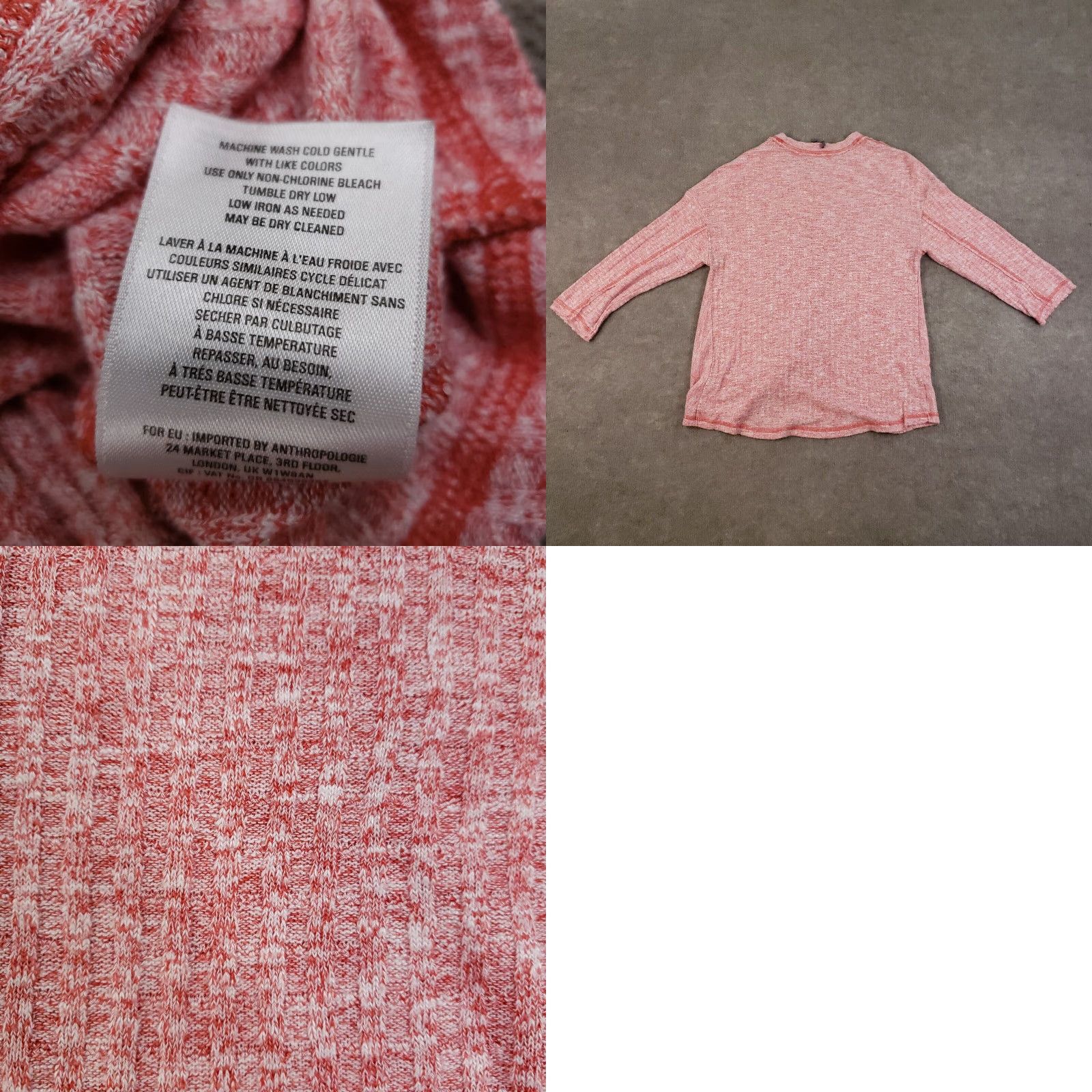 Anthropologie Anthropologie Sweater Womens Small Pink 3/4 Sleeve Knit Twist Front Ribbed Top Shirt Pullover Casual Lightweight Regular Size S Women Size S / US 4 / IT 40 - 8 Thumbnail