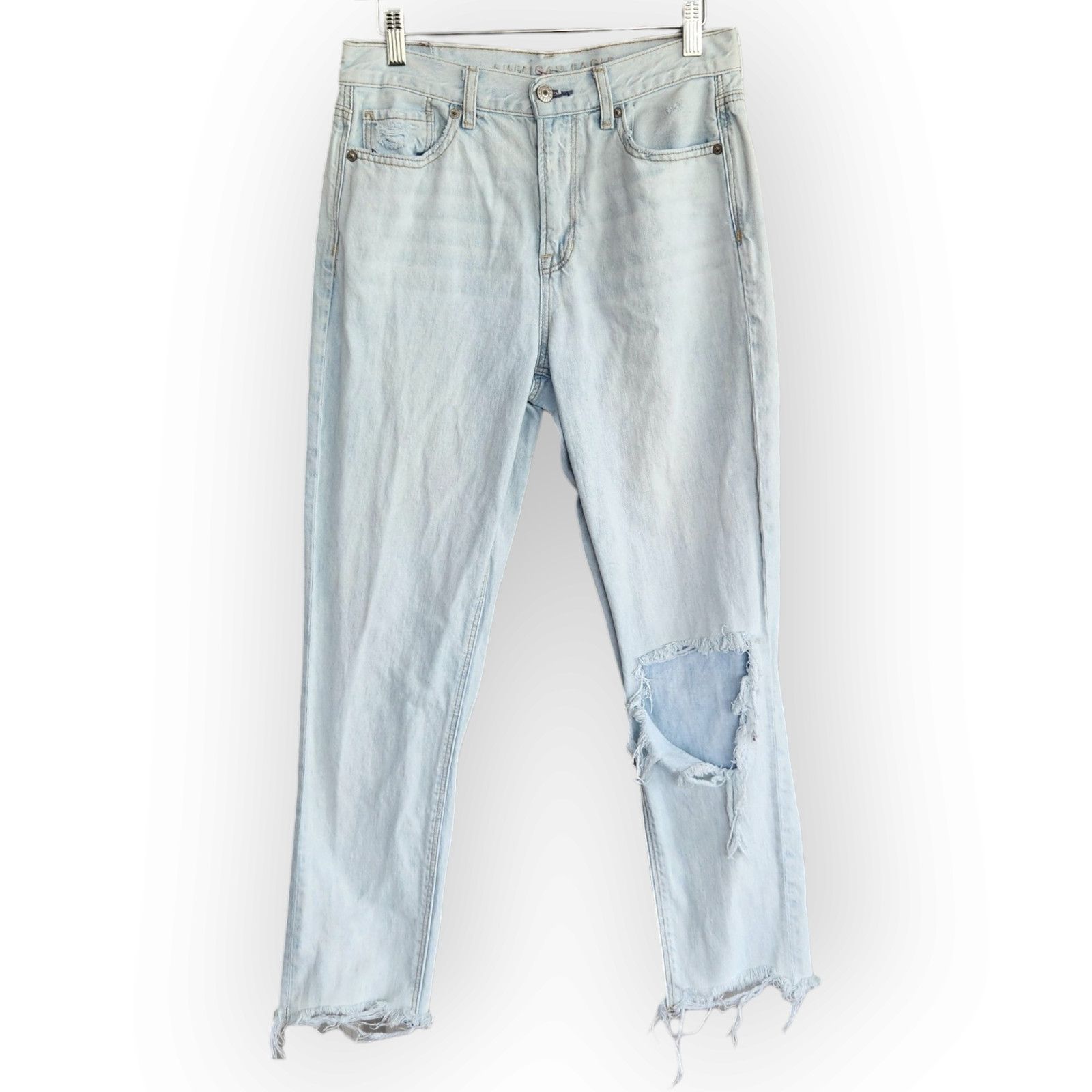 I.N.C American Eagle Light Wash Ripped High Waisted Mom Jeans 4 Size 27" / US 4 / IT 40 - 1 Thumbnail