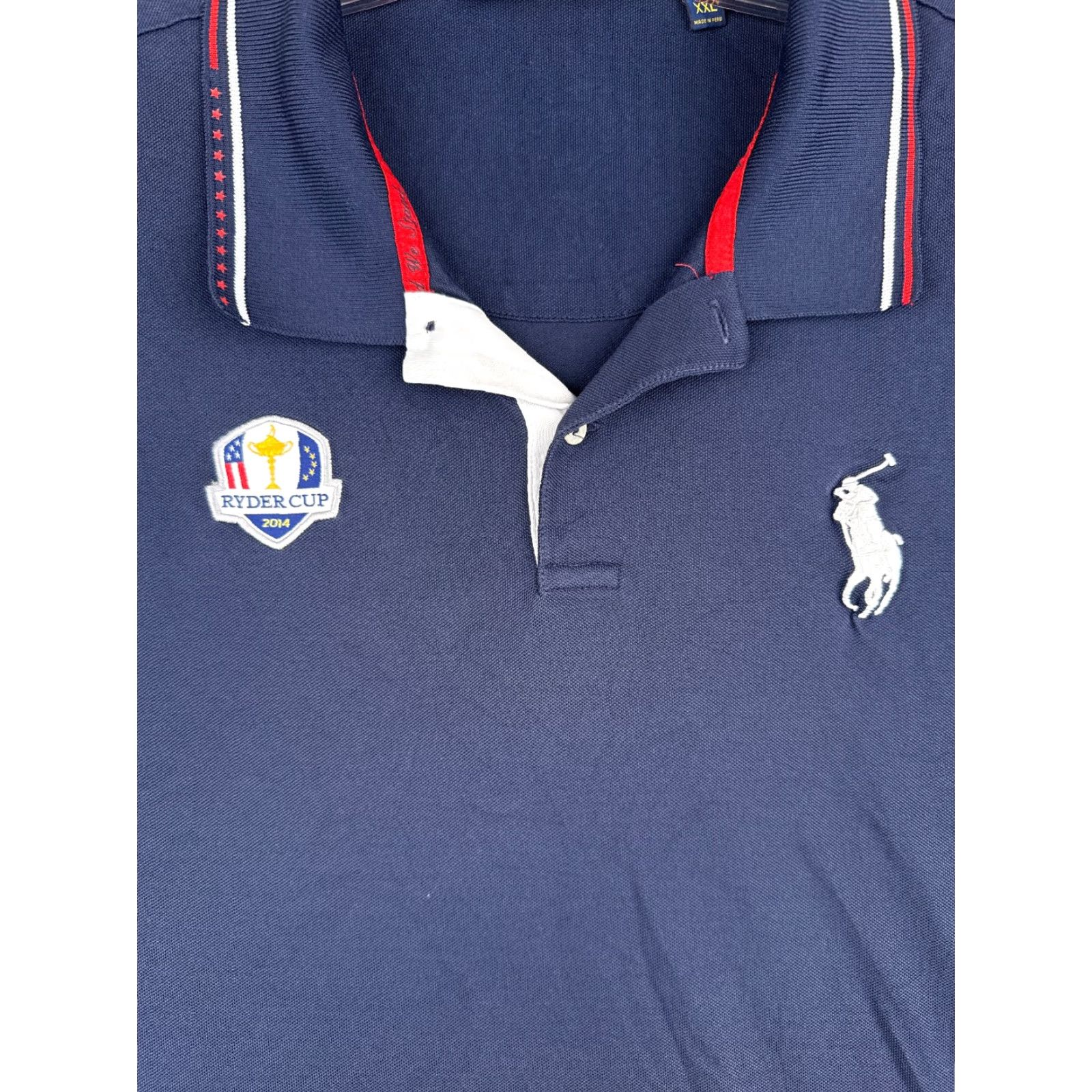 Ralph Lauren VINTAGE Polo Golf Shirt Men 2XL Blue 100% Cotton Ryder Cup Embroidered Logo Polo Shirt Mens XXL Blue 90s Theme Sports Golf Size US XXL / EU 58 / 5 - 6 Thumbnail