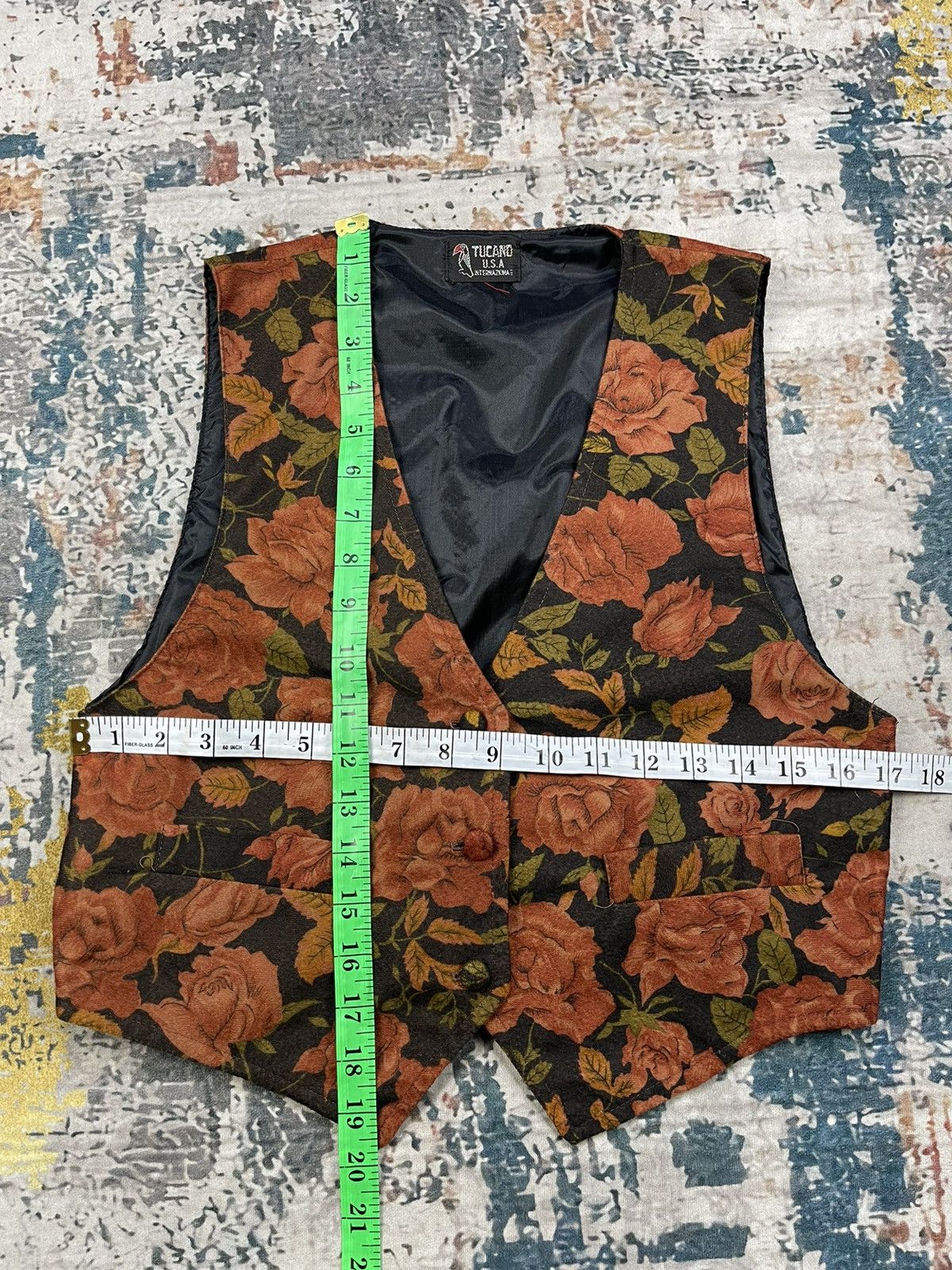 Vintage Vintage Tucano USA Floral Velour Waistcoat Gilet Size ONE SIZE - 7 Thumbnail
