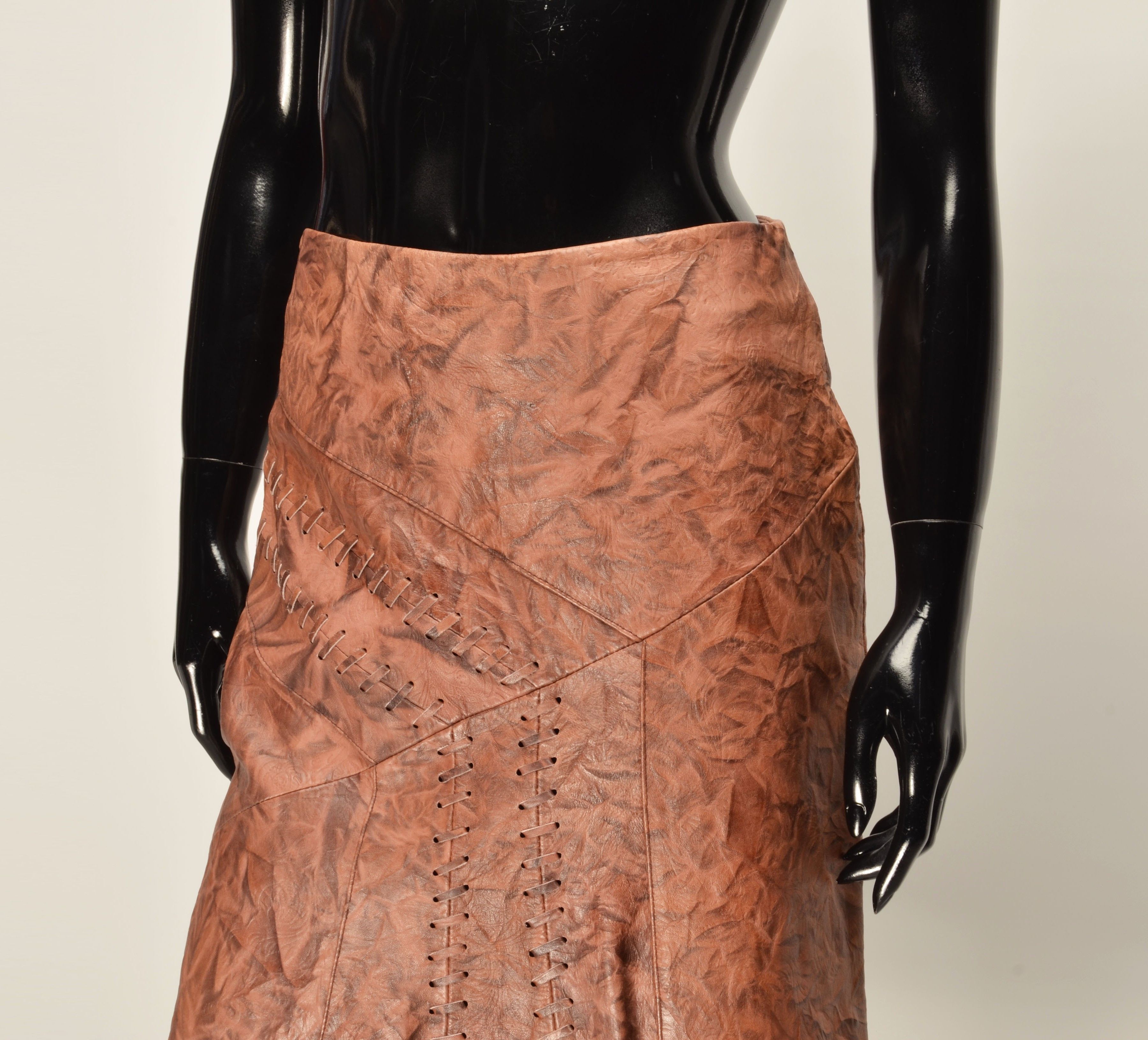 Vintage Vintage KIT Genuine Leather Patchwork Grunge Boho Skirt Size 26" / US 2 / IT 38 - 9 Thumbnail