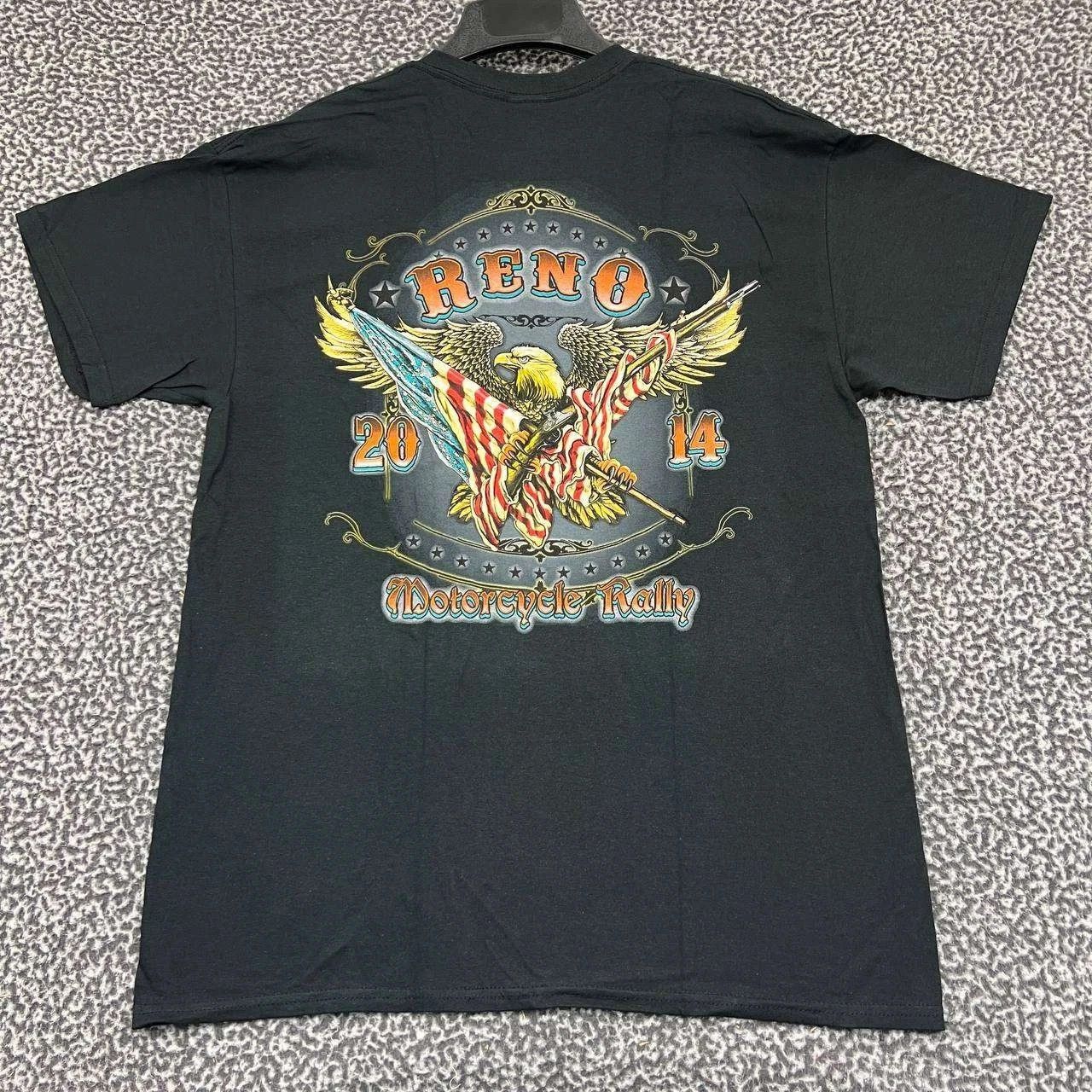 Gildan Vintage Reno Motorcycle Rally Shirt Men L Short Sleeve New Size US L / EU 52-54 / 3 - 1 Thumbnail