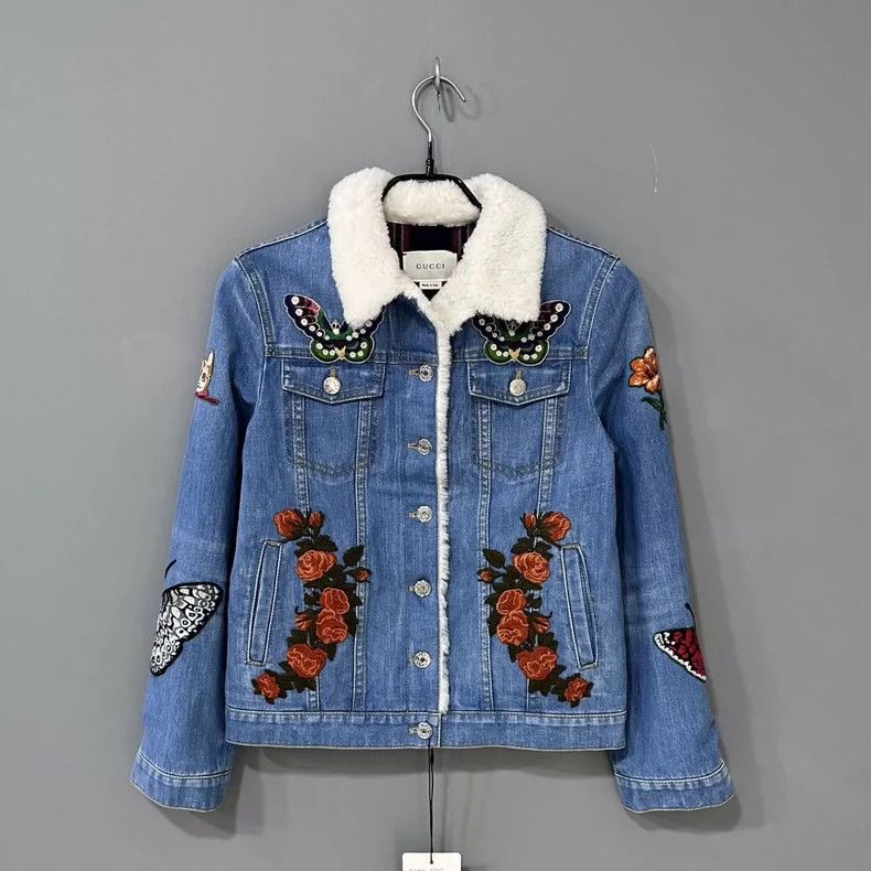 Gucci Gucci Size 10 Heavy industry lambskin embroidered floral c Size US L / EU 52-54 / 3 - 3 Thumbnail