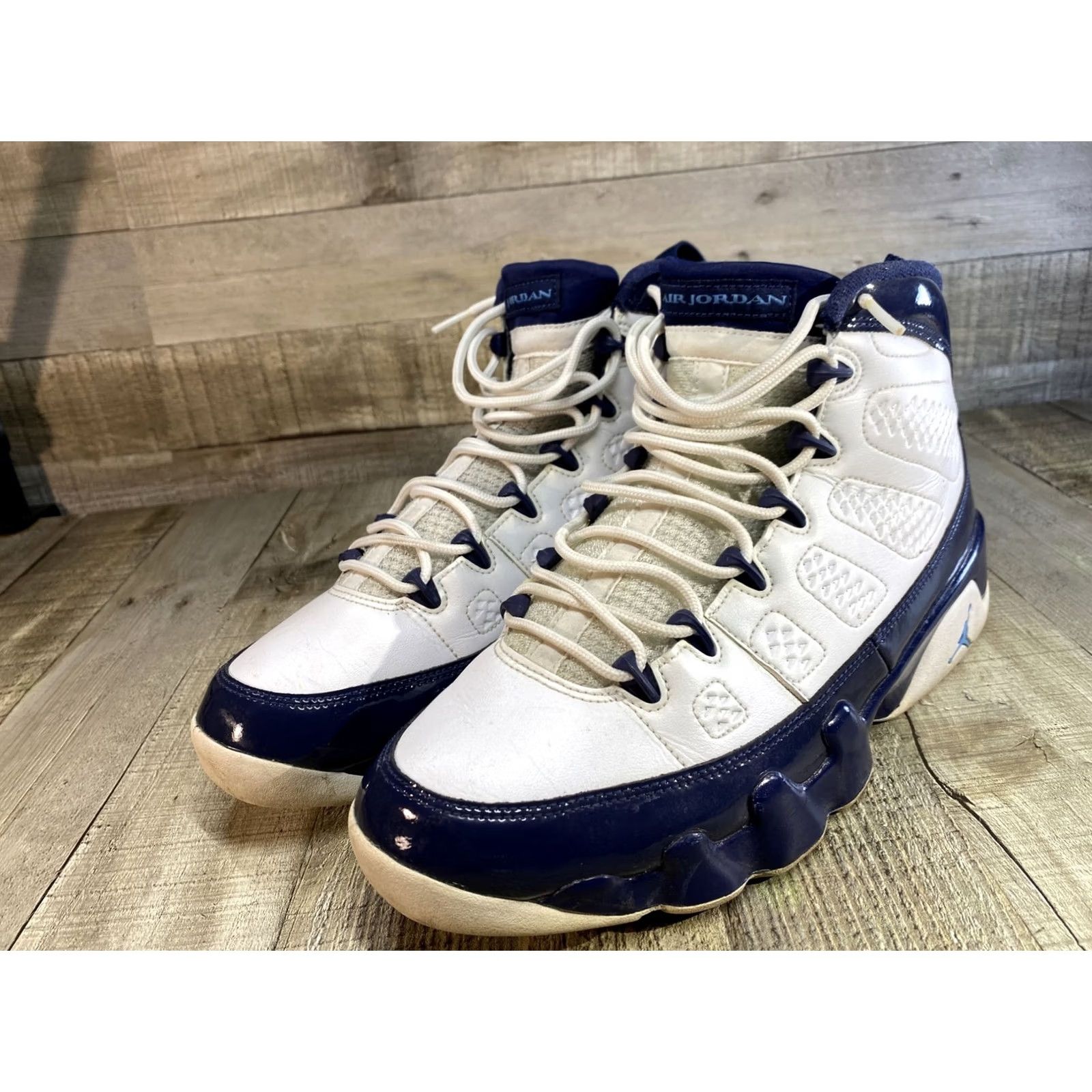 Jordan Brand Air Jordan 9 Retro UNC Pearl Blue 302370-145 Men’s Sz 10 Nike Jordan Sneaker Navy Leather High Top Retro University 2019 Mens Shoes Size US 9 / EU 42 - 3 Thumbnail