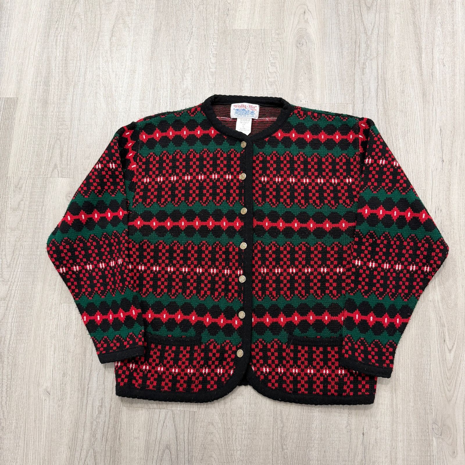 Vintage Vintage Tally Ho Cardigan Sweater Size XL Holiday Tartan Size XL / US 12-14 / IT 48-50 - 1 Thumbnail