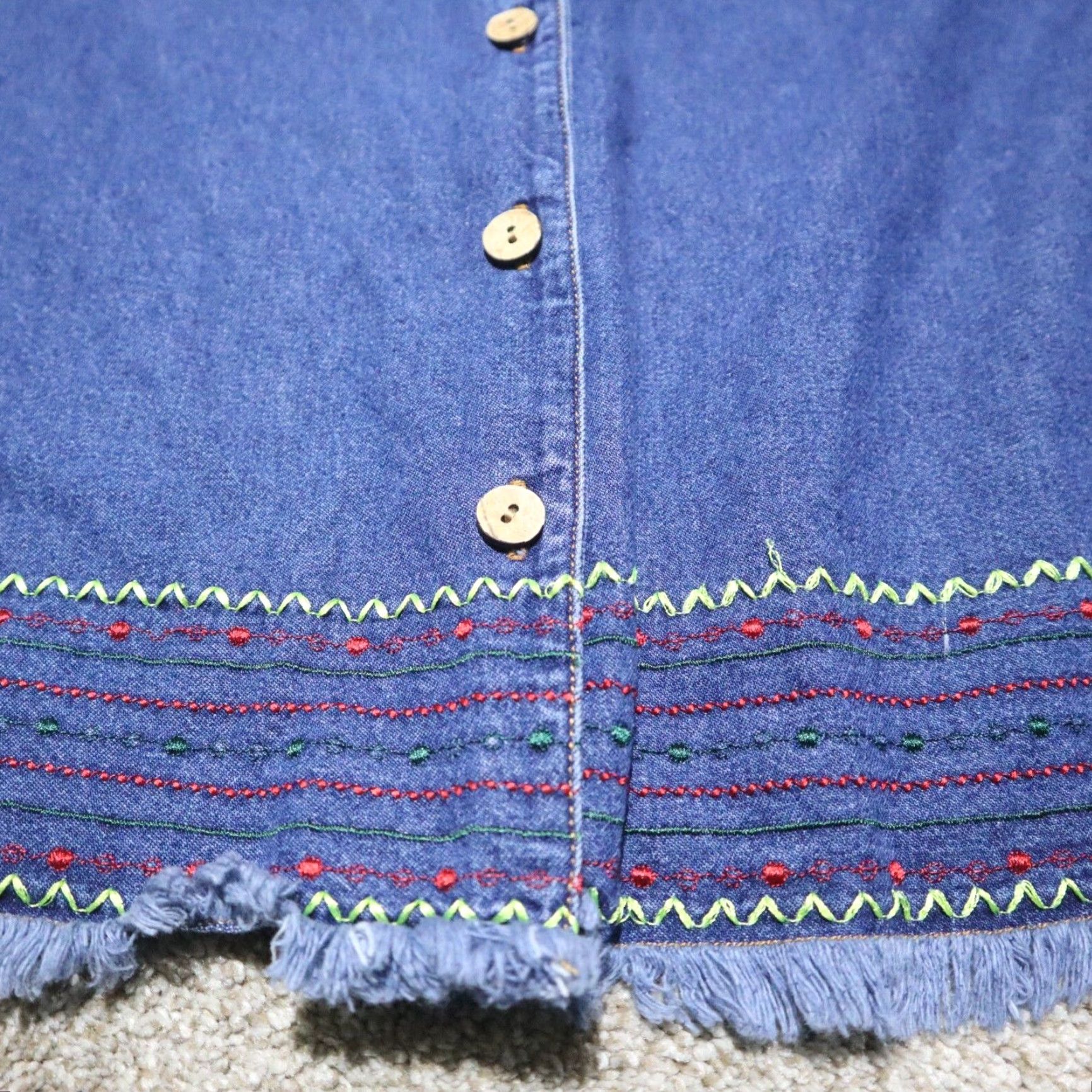 Denime Mountain Lake Shirt Woman’s PXL Extra Large Denim Embroidered Button Up Size XL / US 12-14 / IT 48-50 - 2 Thumbnail