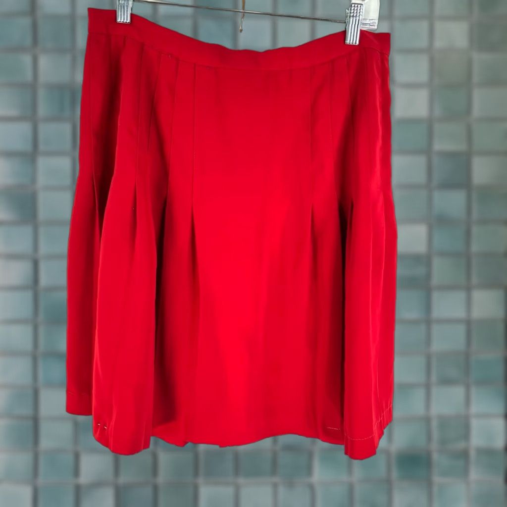 Vintage VINTAGE Savion Skirt Womens 14 Red Classic Career Back Zip Pleated Size 36" / US 14 / IT 50 - 1 Thumbnail