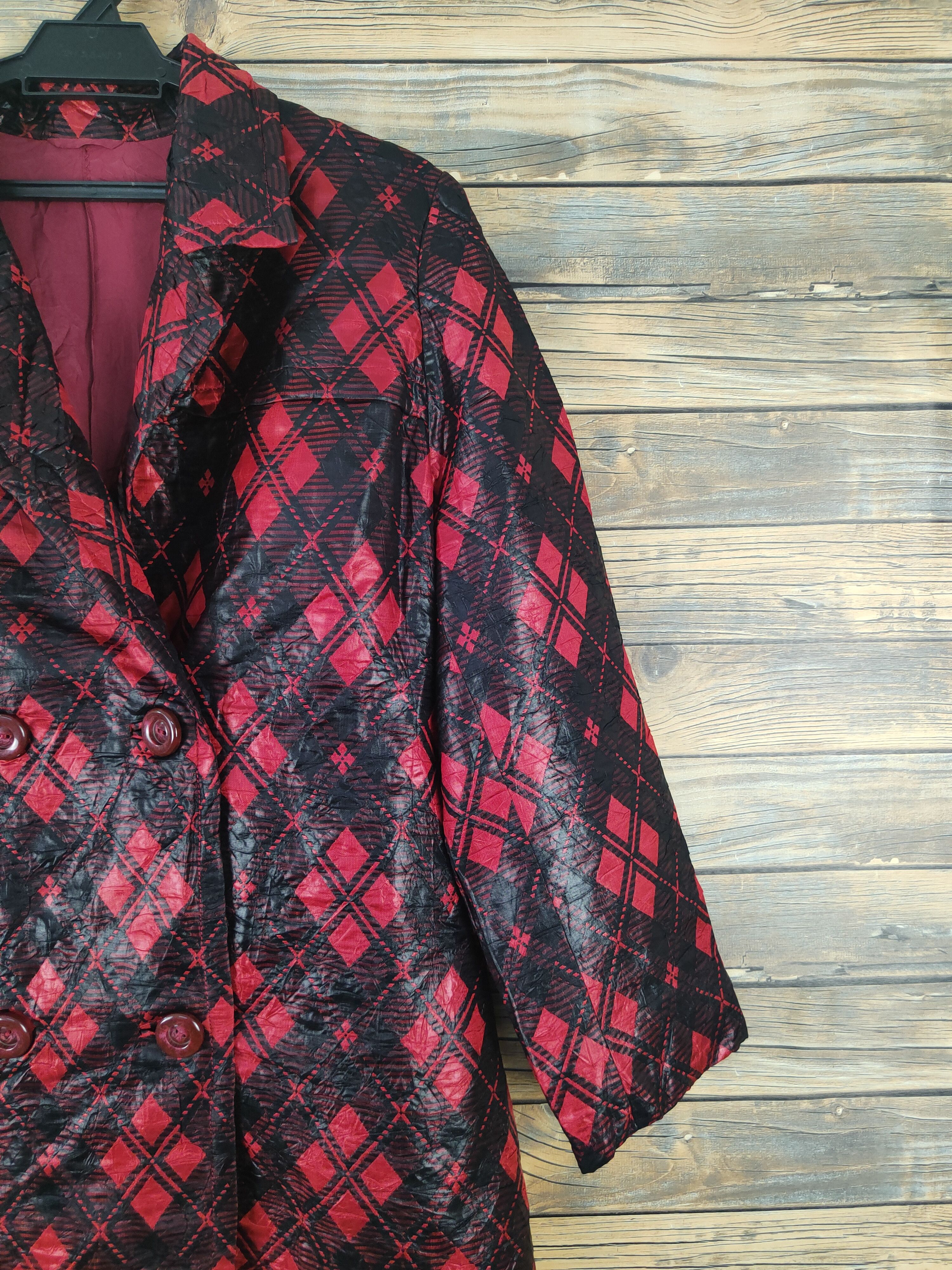 Japanese Brand × Vintage Avant garde fashion by Japanese Brand Red Black Coats Size L / US 10 / IT 46 - 4 Thumbnail