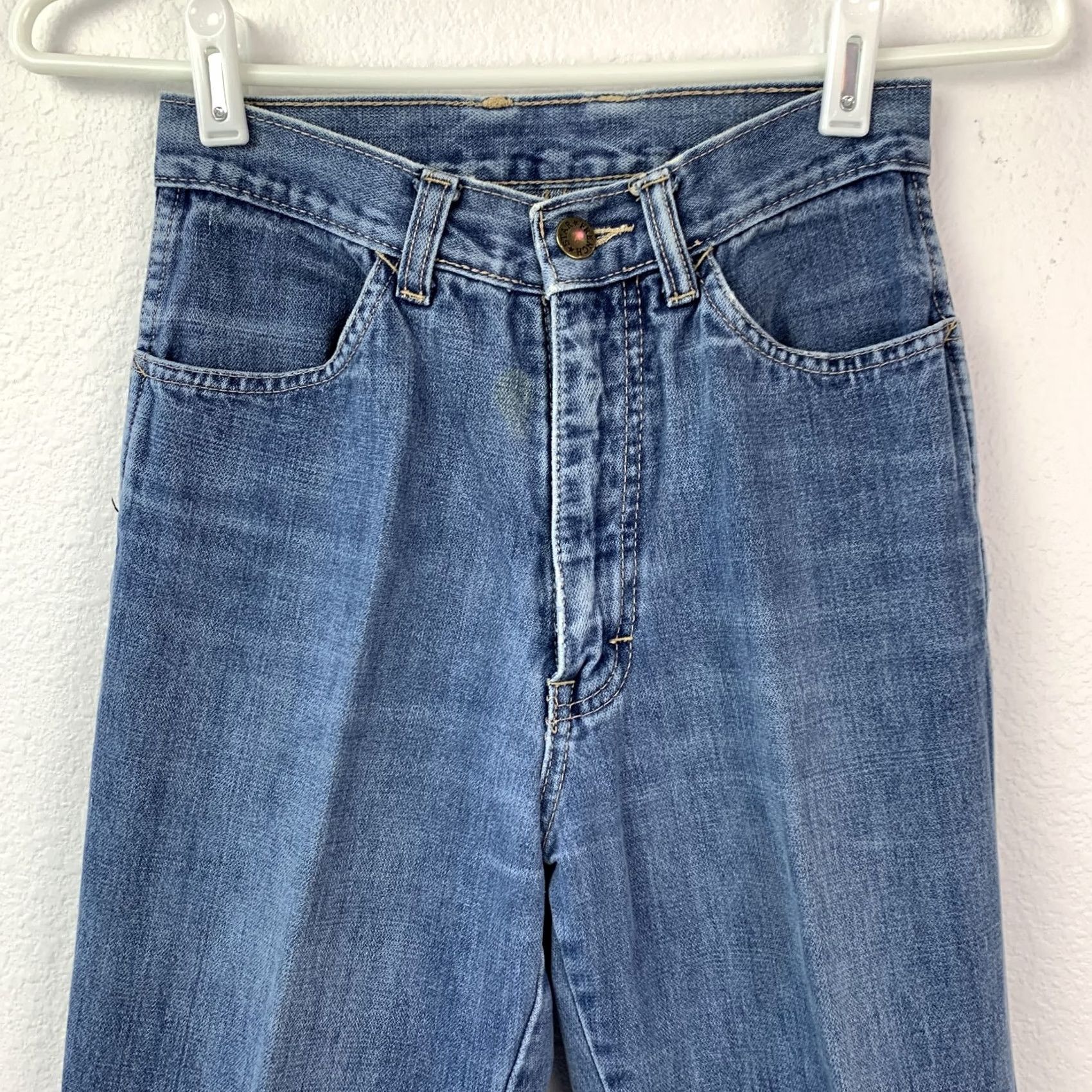 Vintage VINTAGE French Star Womens Jeans High Rise Straight Leg 24" Waist Blue 1970s Denim Jeans Mens Womens Size 42" / US 20 - 2 Thumbnail