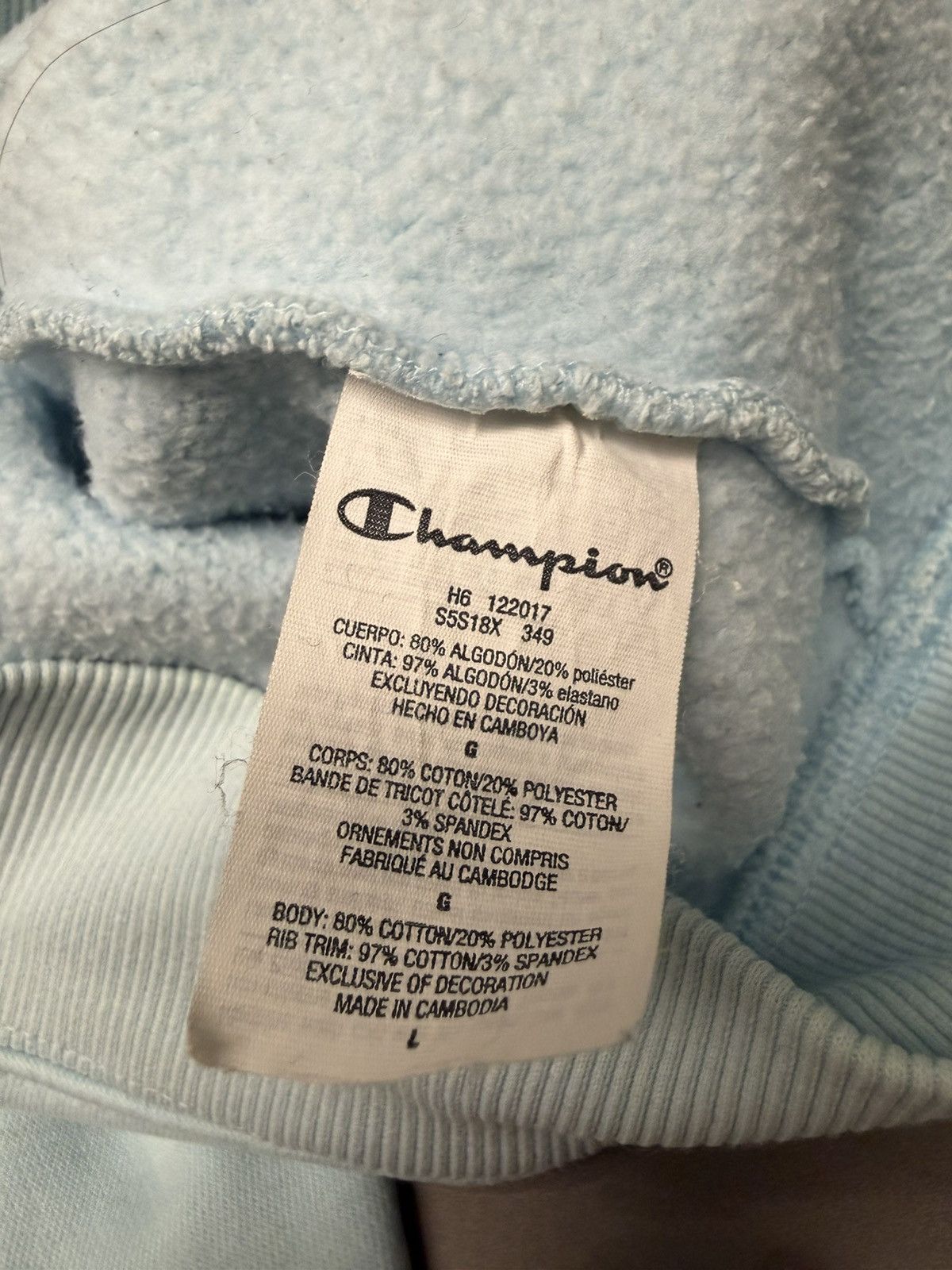 Champion × Supreme SS18 Light Blue Champion Script Hoodie Size US L / EU 52-54 / 3 - 7 Thumbnail