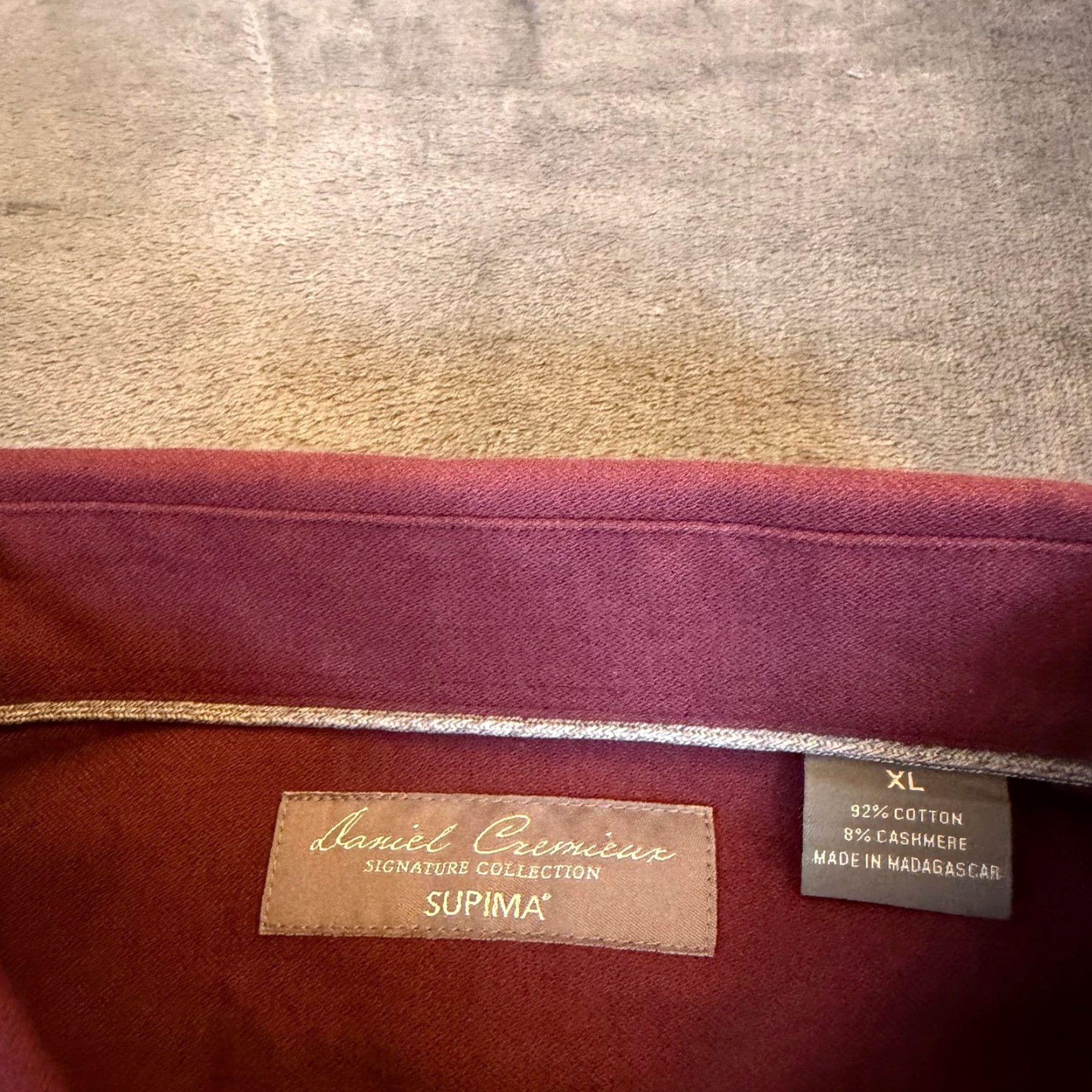 Cremieux Daniel Cremieux Supima Cotton Cashmere Shirt Mens XL Burgundy Long Sleeve NWT Size US XL / EU 56 / 4 - 3 Thumbnail
