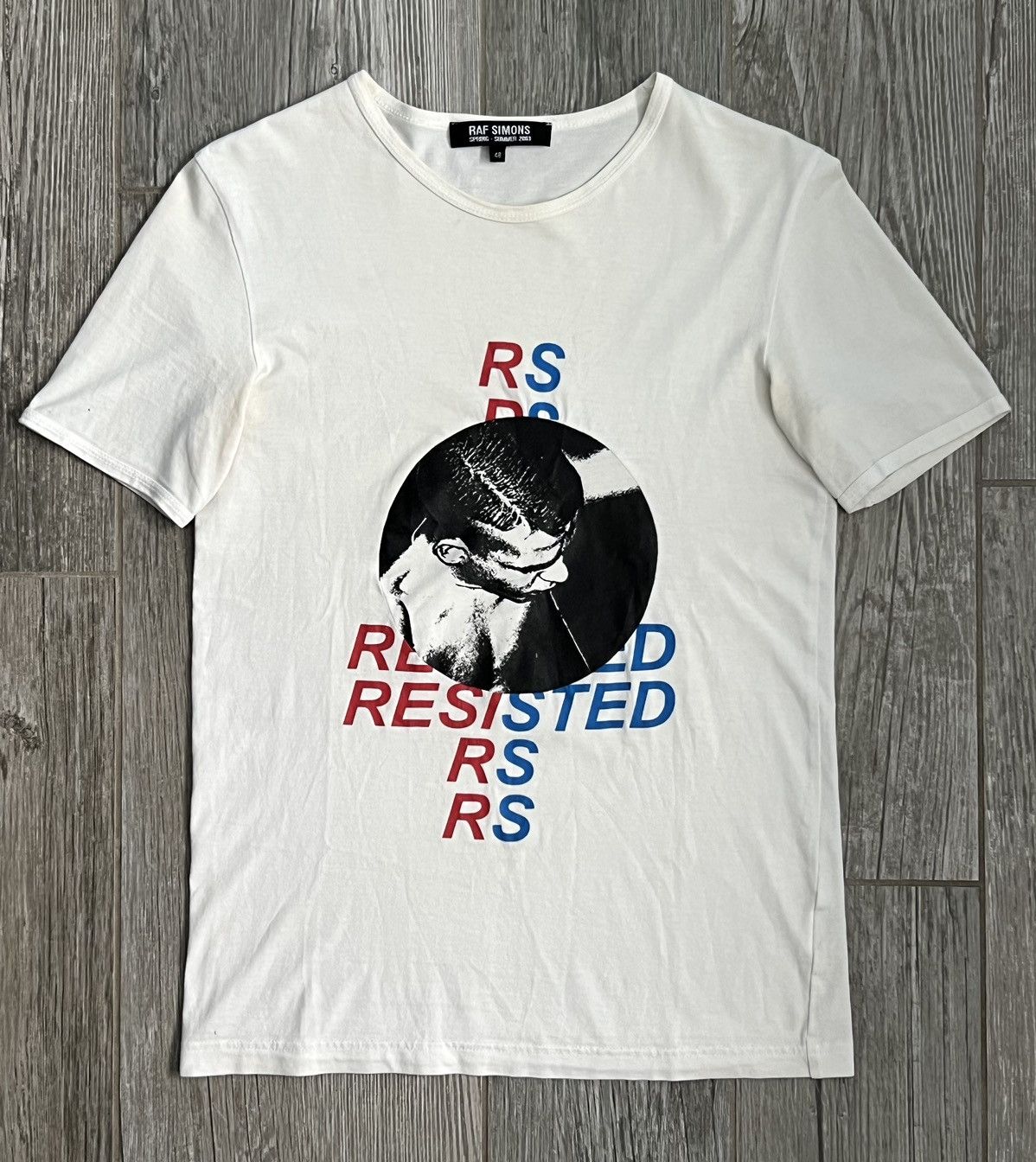 image of Ss2003 Raf Simons Consumed Resisted White Patch Runway Tee, Men's (Size Large)