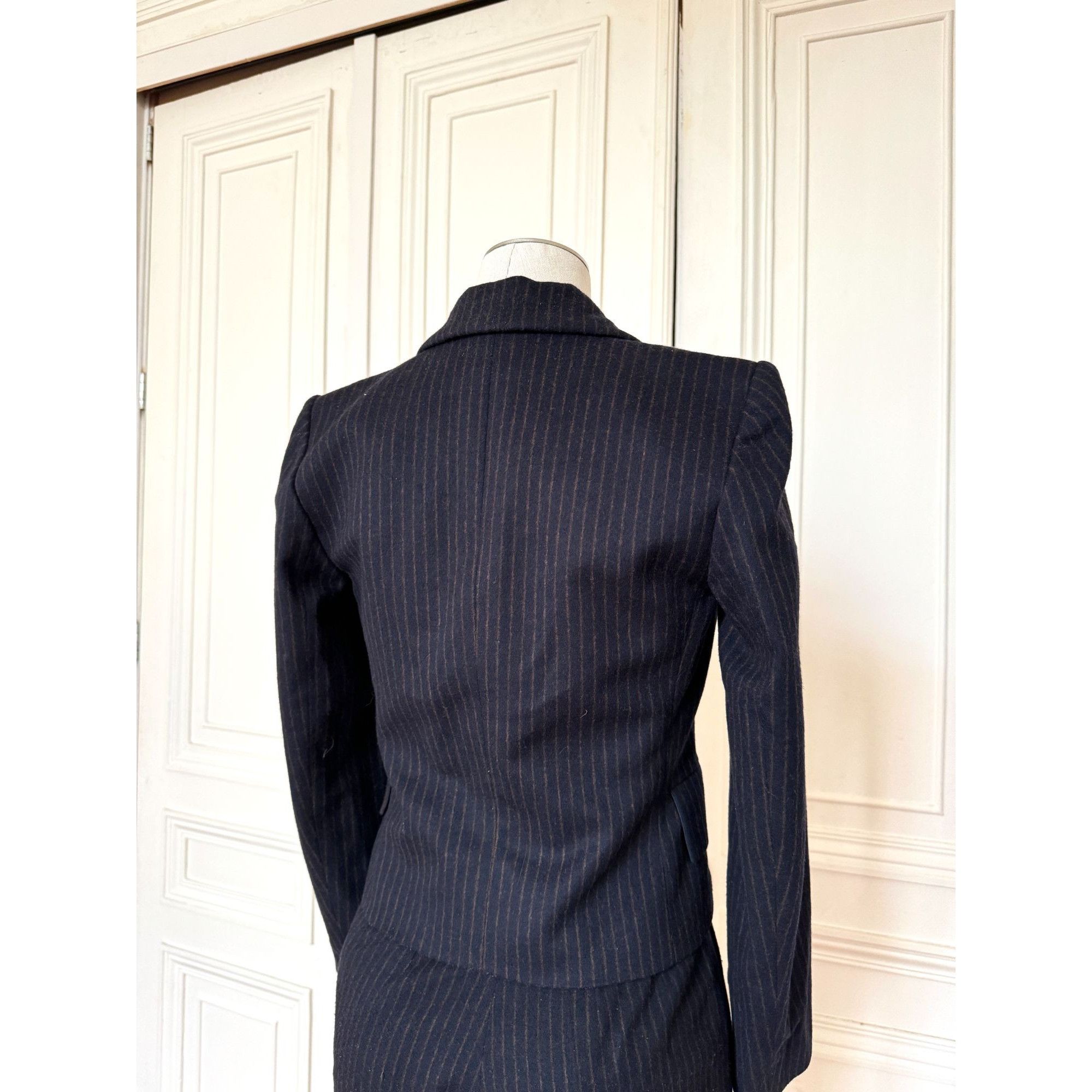 Yves Saint Laurent FW 1999 Wool Cashmere Navy Pinstripe Pants Suit Size XS / US 0-2 / IT 36-38 - 4 Thumbnail