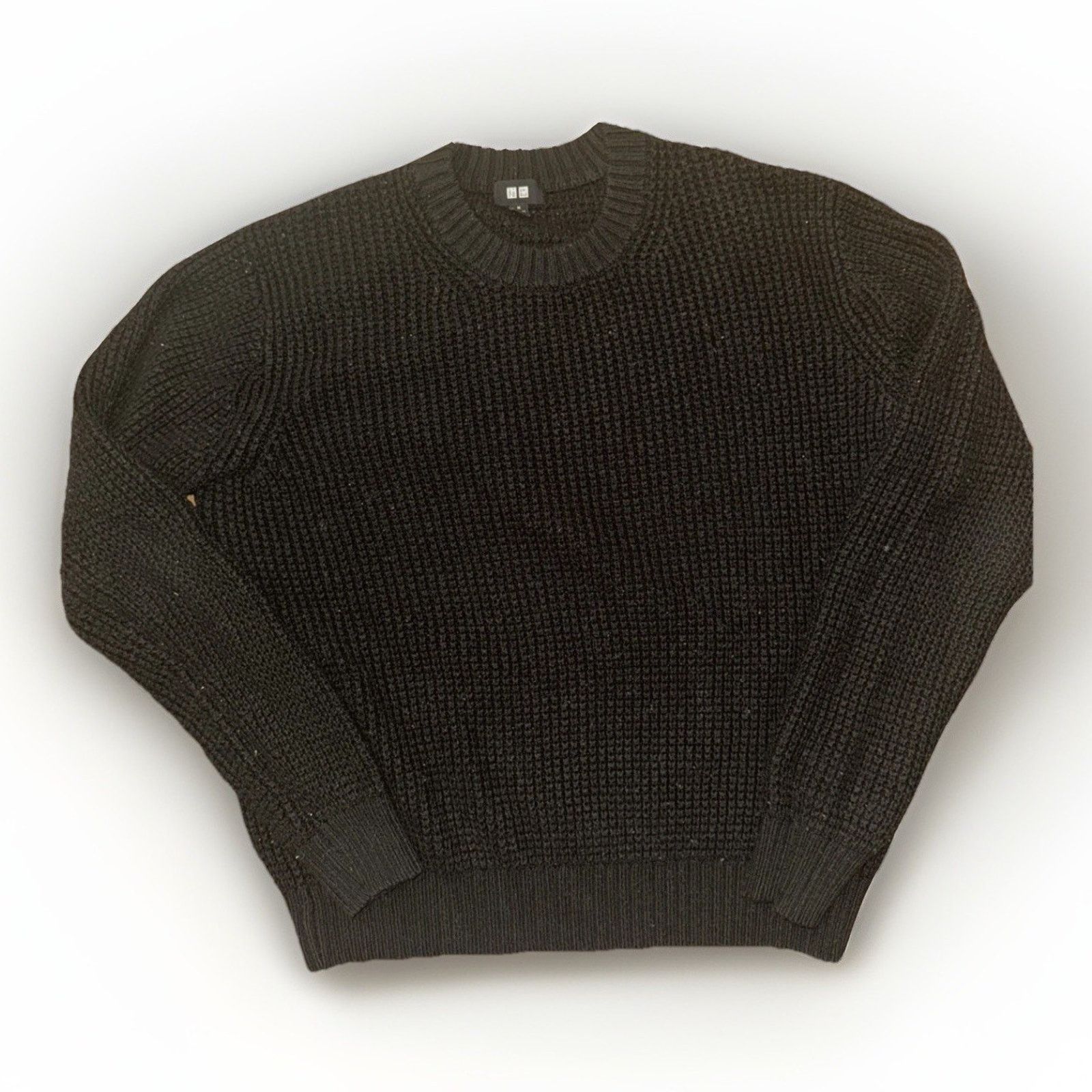 Uniqlo Uniqlo Waffle Knit Crewneck Sweater Black M 21x22 M Size M / US 6-8 / IT 42-44 - 1 Thumbnail