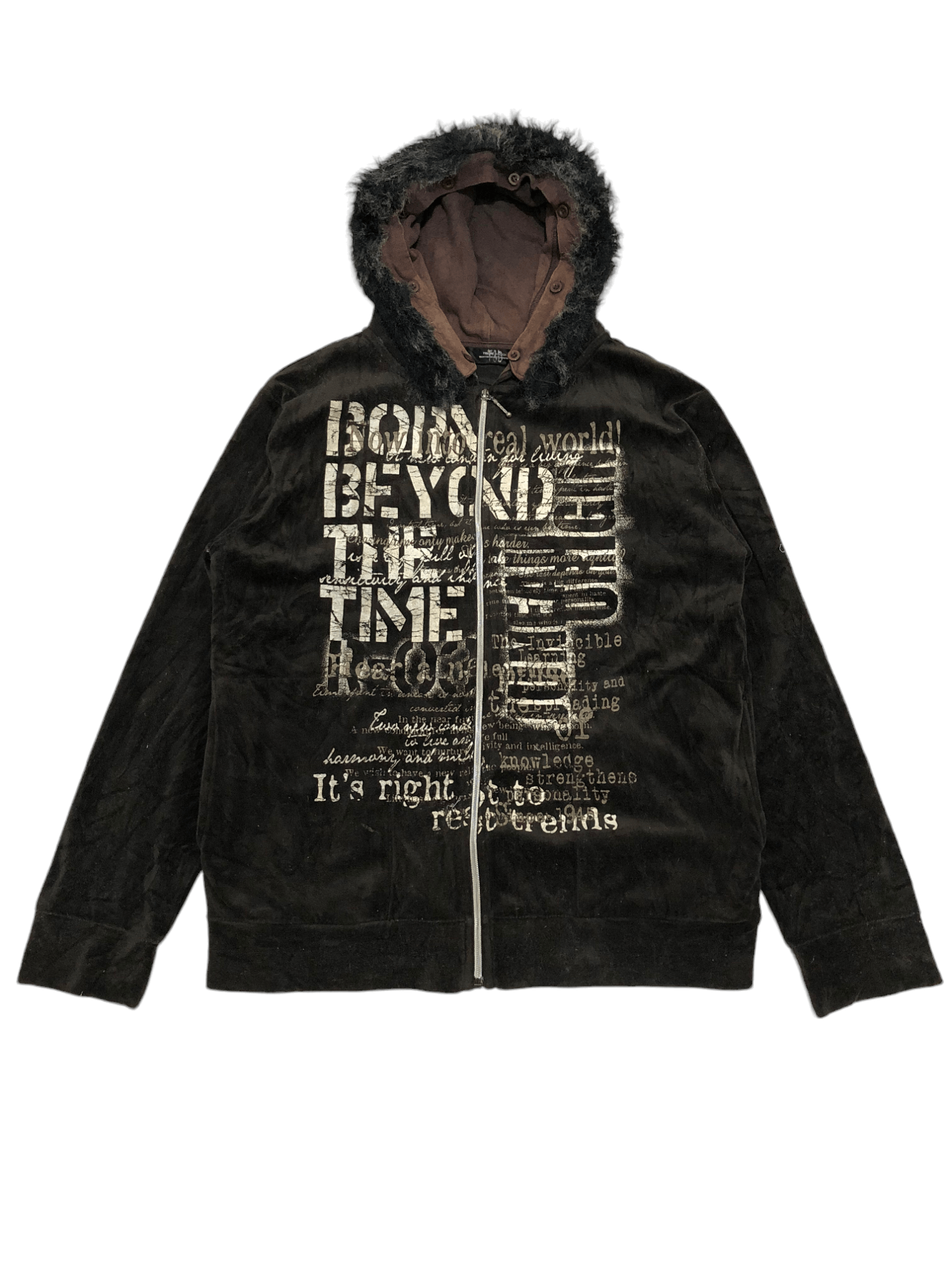 If Six Was Nine × Japanese Brand × Le Grande Bleu (L.G.B.) Y2k Japanese poem velvet fur hoodie Size US L / EU 52-54 / 3 - 1 Thumbnail