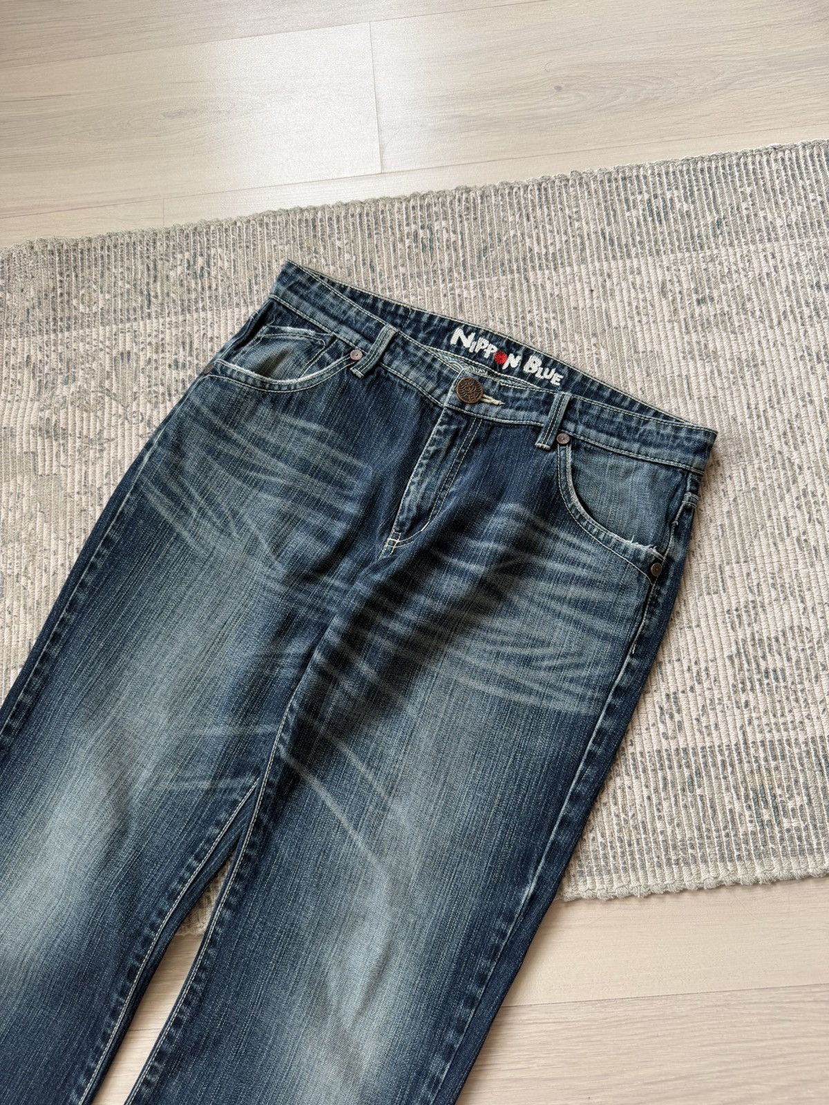 Japanese Brand Vintage Nippon Blue Japanese Flared Embroidery Pocket Evisu Size US 34 / EU 50 - 4 Thumbnail
