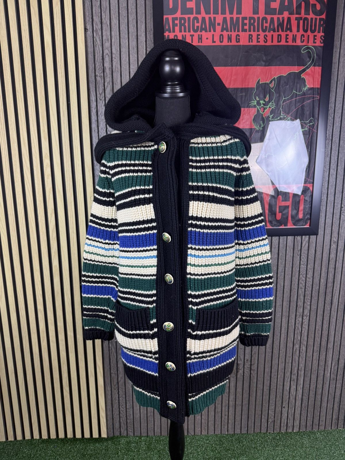 Balenciaga VINTAGE BALENCIAGA STRIPED HEAVY KNIT HOODED SWEATER 2007 Size XS / US 0-2 / IT 36-38 - 3 Thumbnail