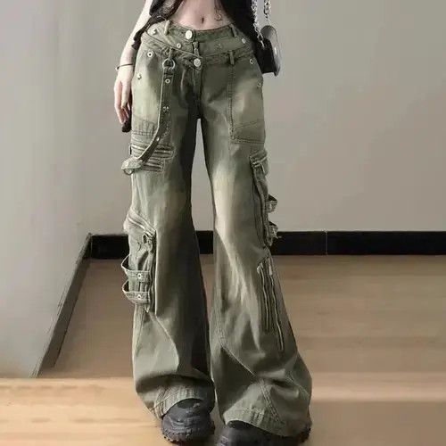 Loose Retro Washed Cargo Jeans