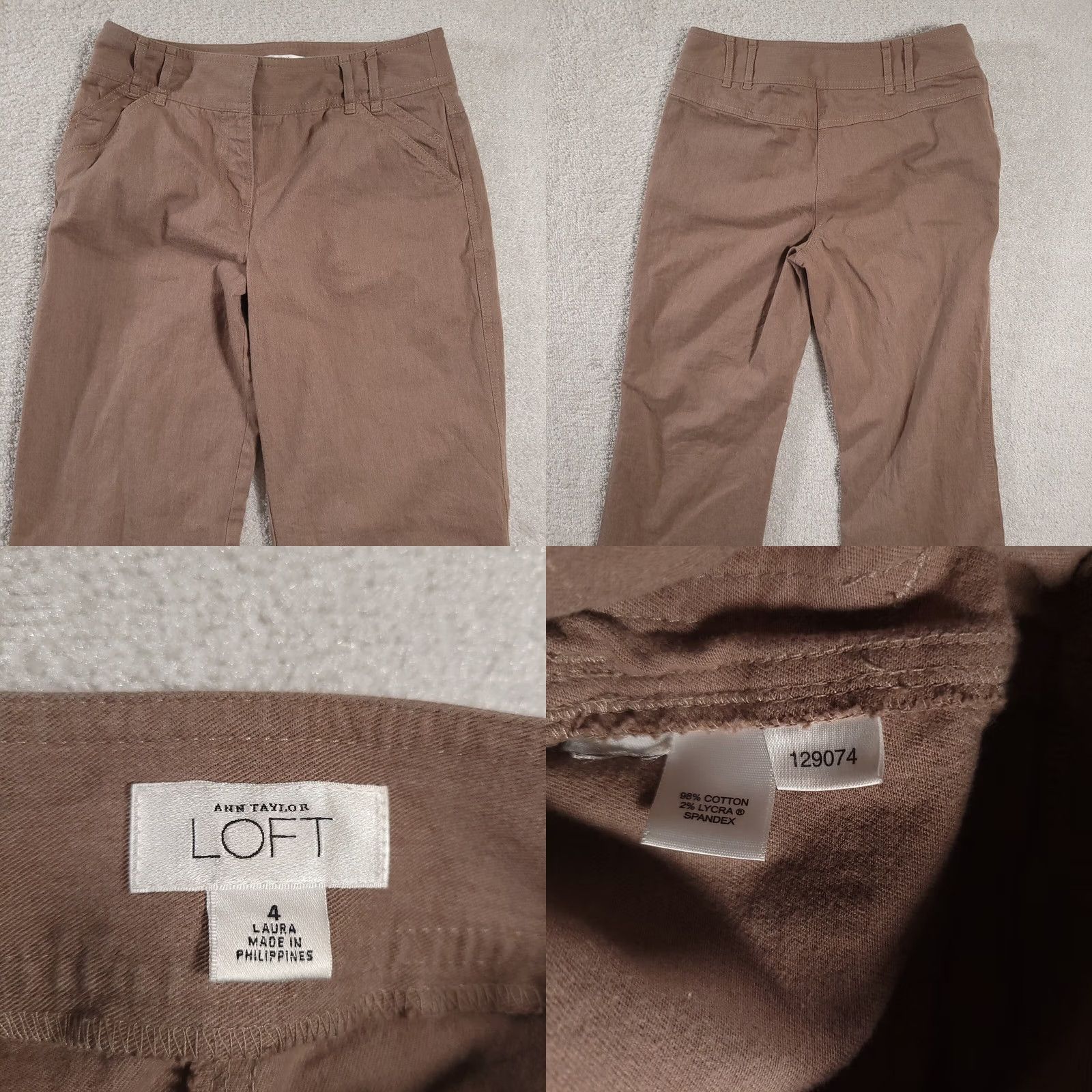 Ann Taylor ANN TAYLOR LOFT Women's Tan Mid Rise Stretch Wide Leg Cuffed Pants 4 Size 28" / US 6 / IT 42 - 8 Thumbnail