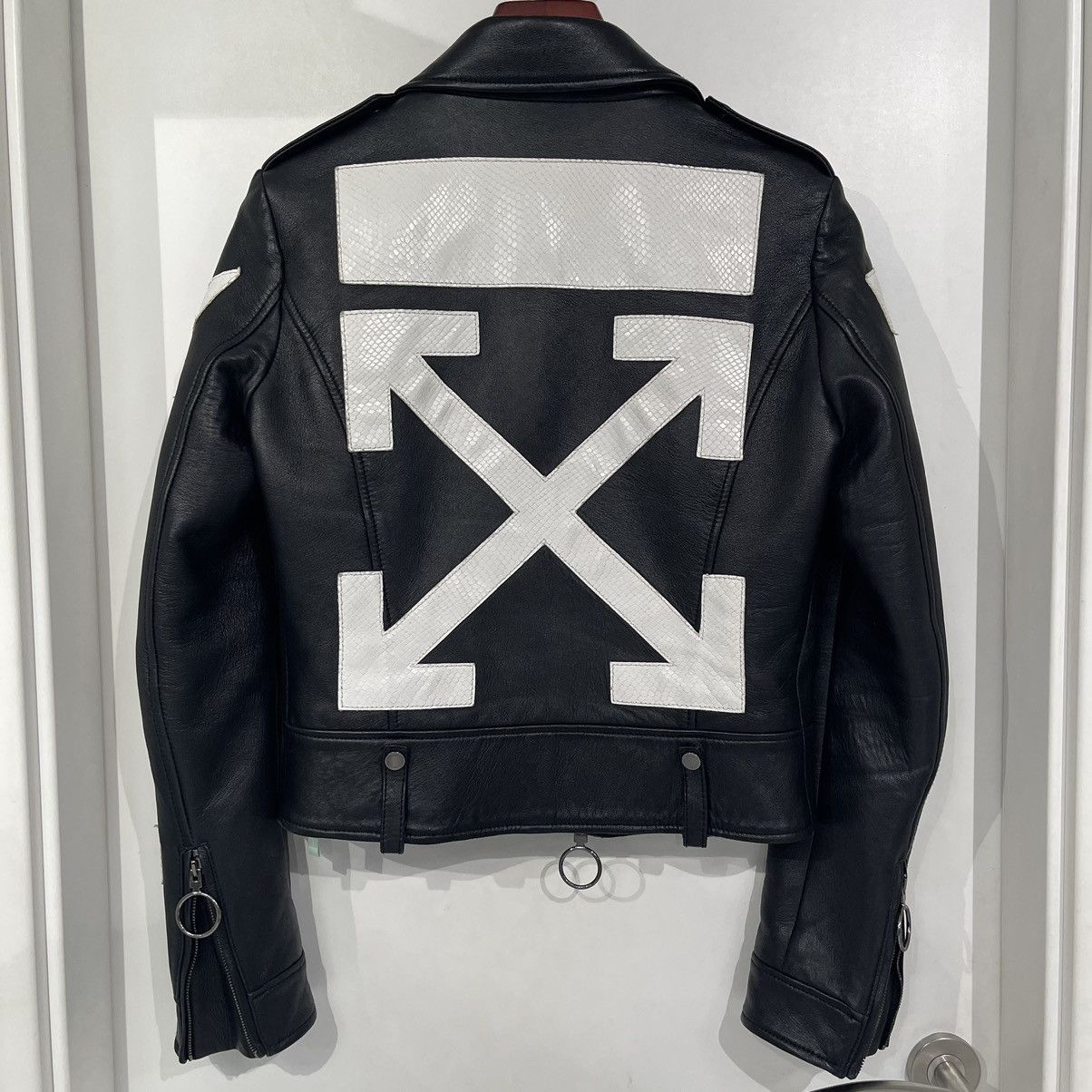 Off White Off White Leather Jacket Black Grailed